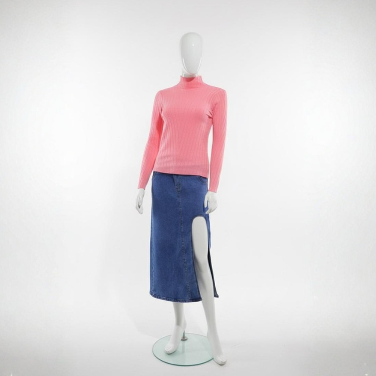 Falda De Mezclilla Larga Con Abertura