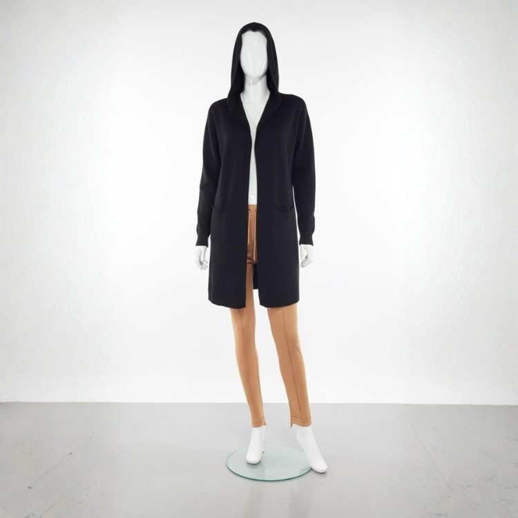 Abrigo Con Capucha Negro