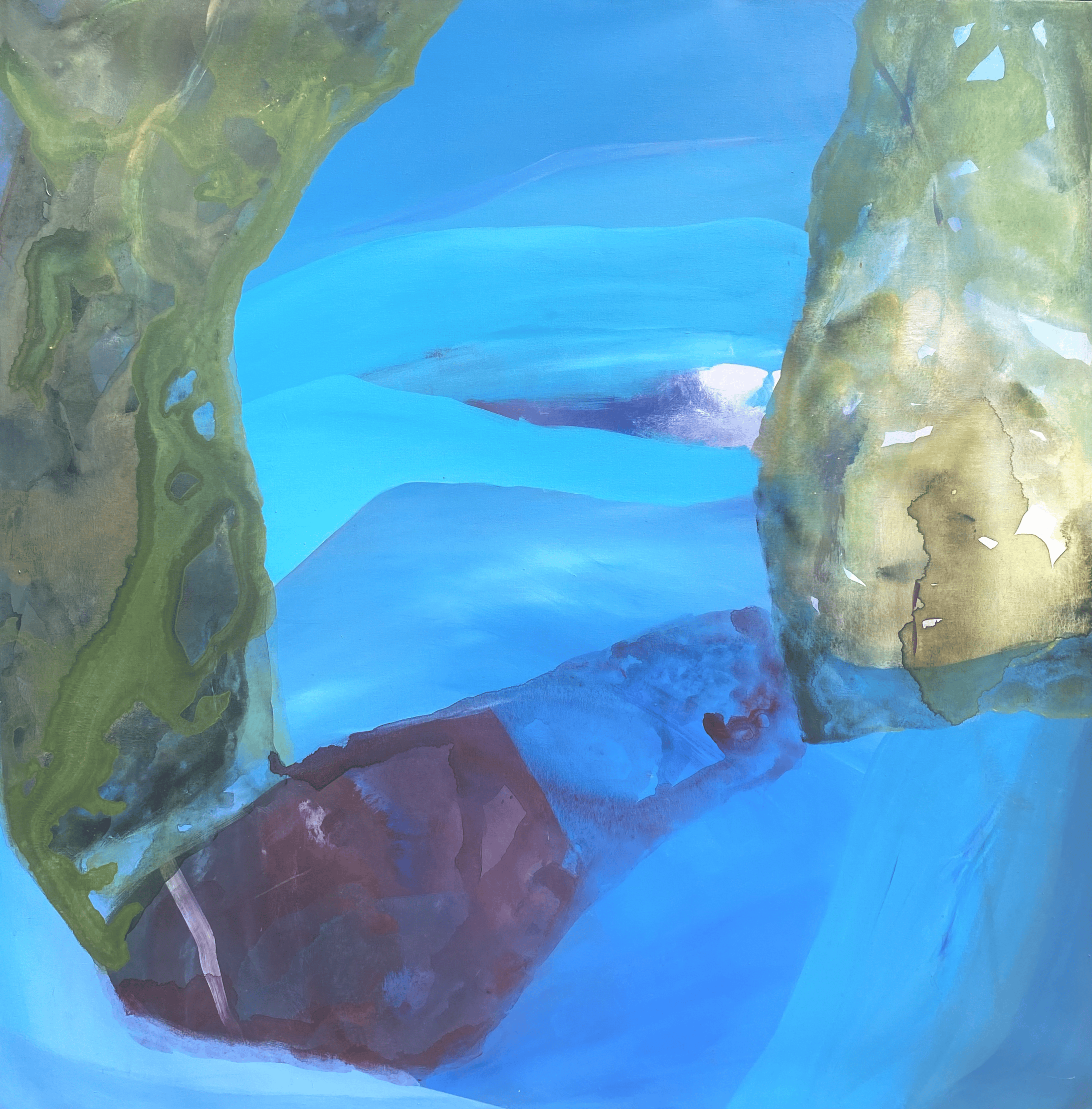 Pintura abstracta en tonos azules
