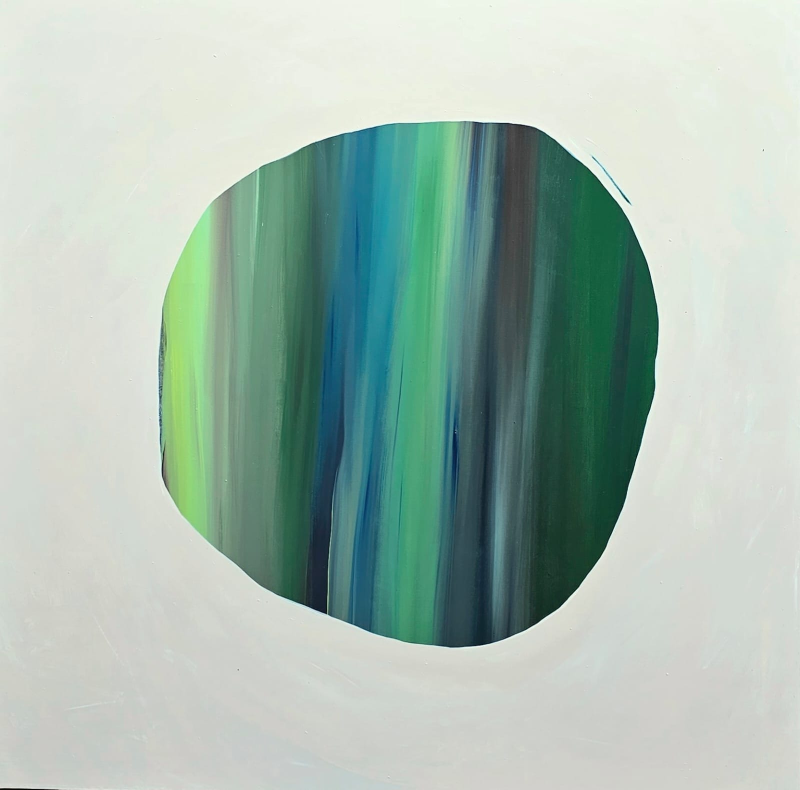 Pintura abstracta círculo verde