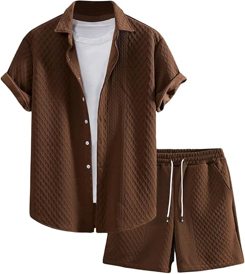 Men's Brown Casual Two-Piece Set