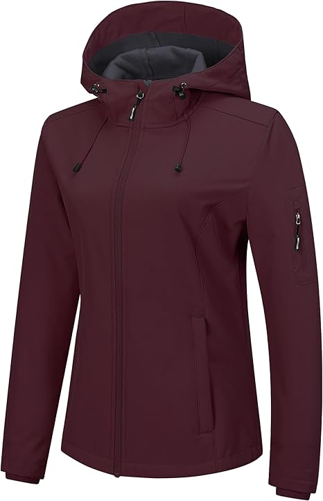 Women's Burgundy Hooded Jacket