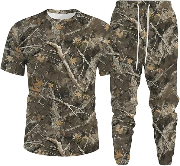 Camouflage Print T-Shirt and Pants Set