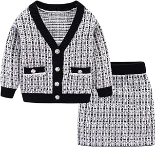 Girls' Tweed Cardigan and Skirt Set