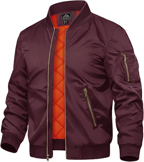 Men's Burgundy Bomber Jacket