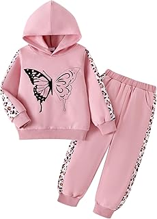Girls' Pink Butterfly Hoodie Tracksuit