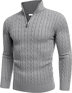 Men's Grey Cable Knit Sweater