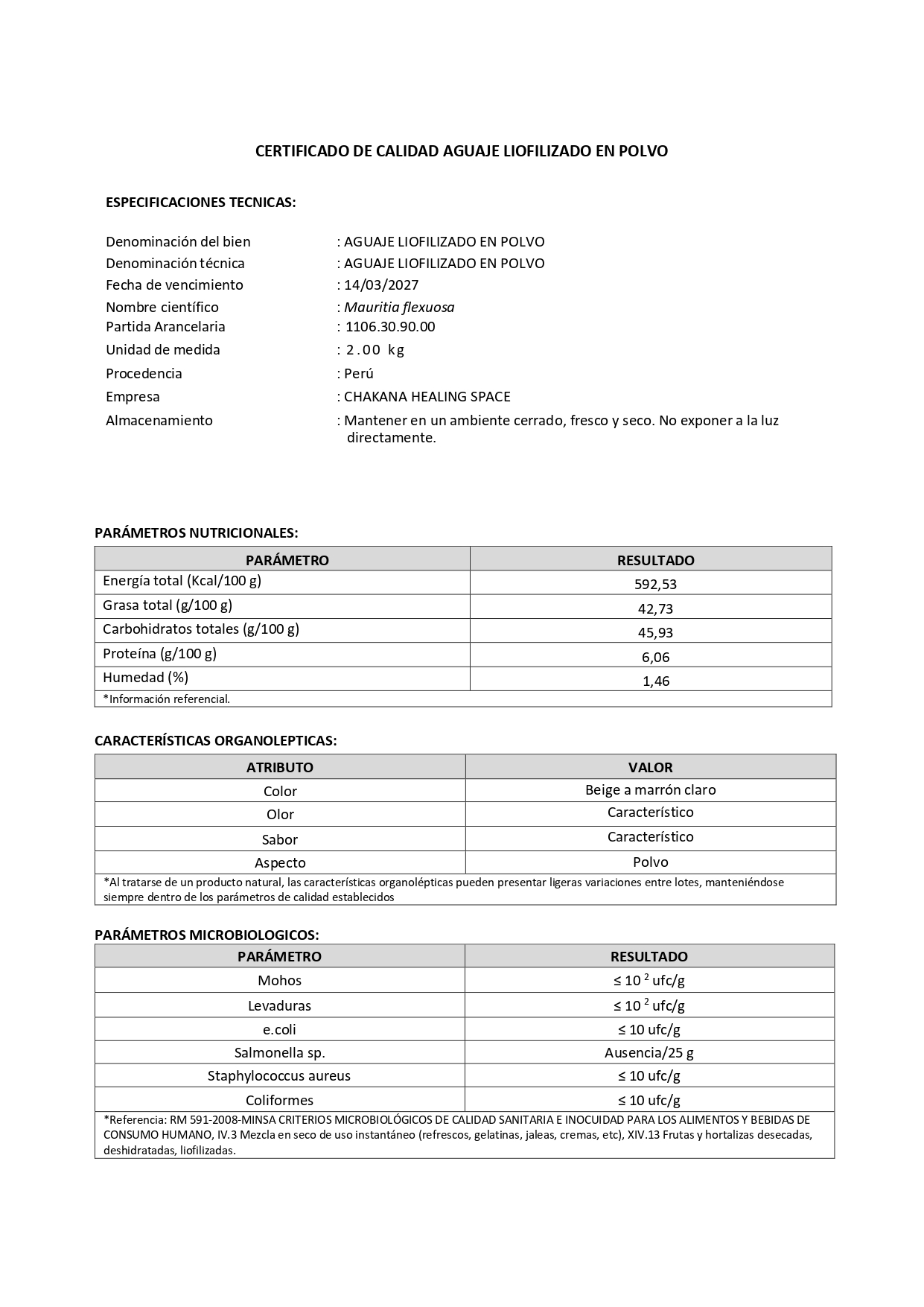 Aguaje Freeze-Dried Powder (Mauritia flexuosa)