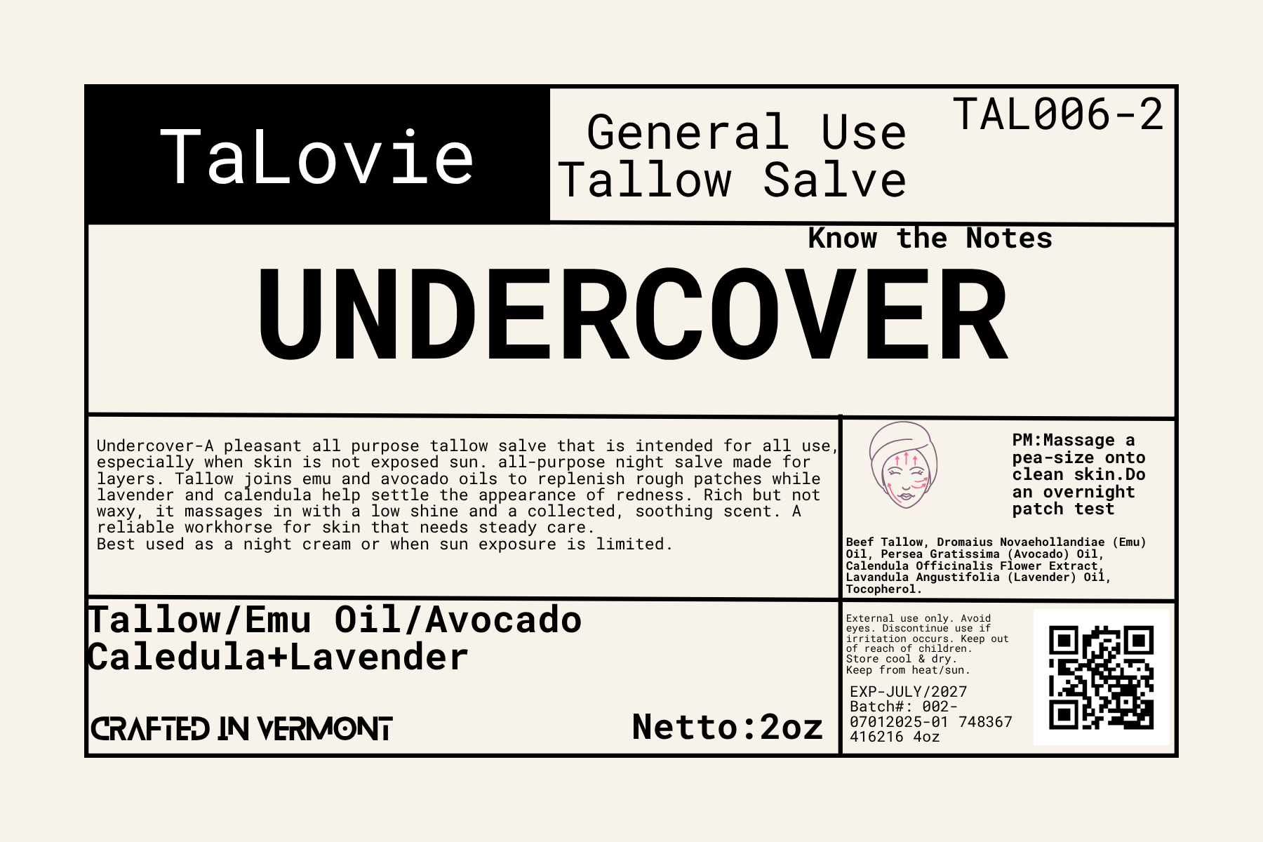 UNDERCOVER/General Use Tallow Salve