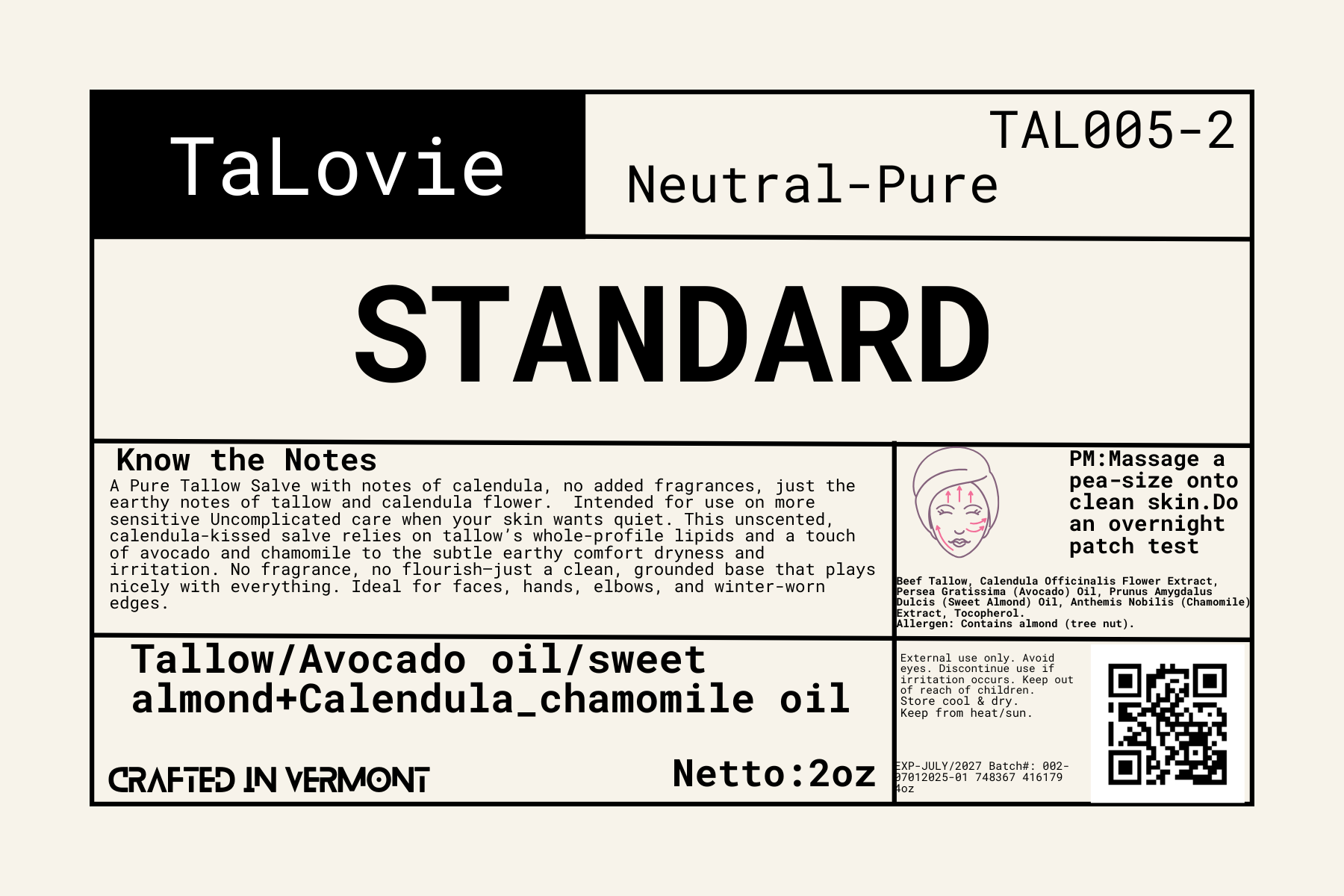 STANDARD/Neutral-Pure Tallow Salve