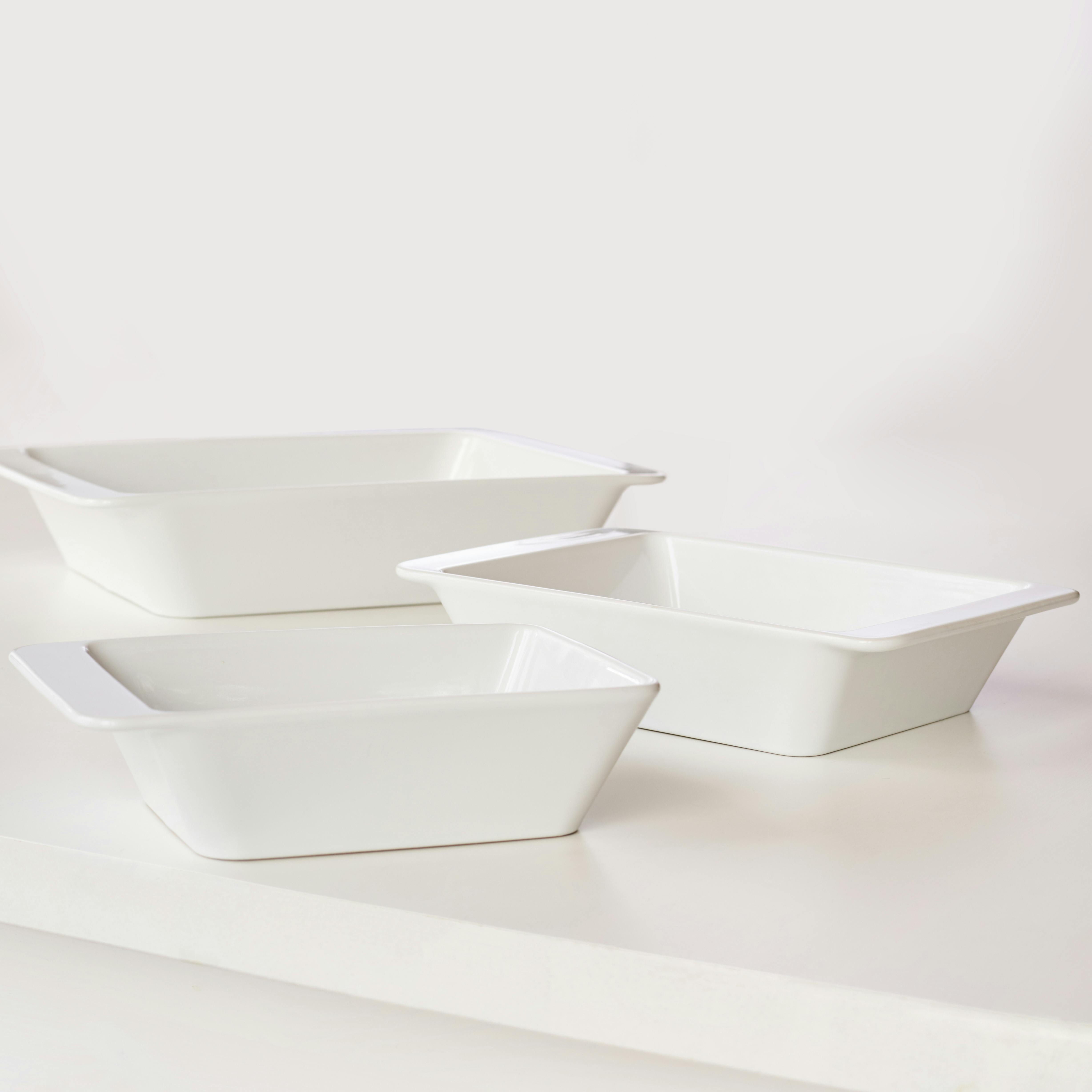 Set of Rectangular White Ceramic Baking Dishes