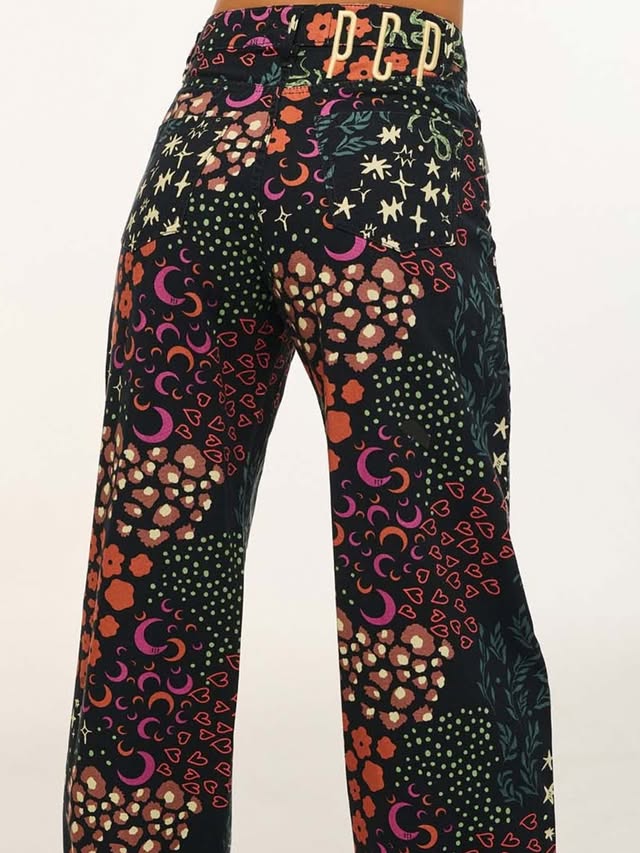 Patterned Wide-Leg Pants