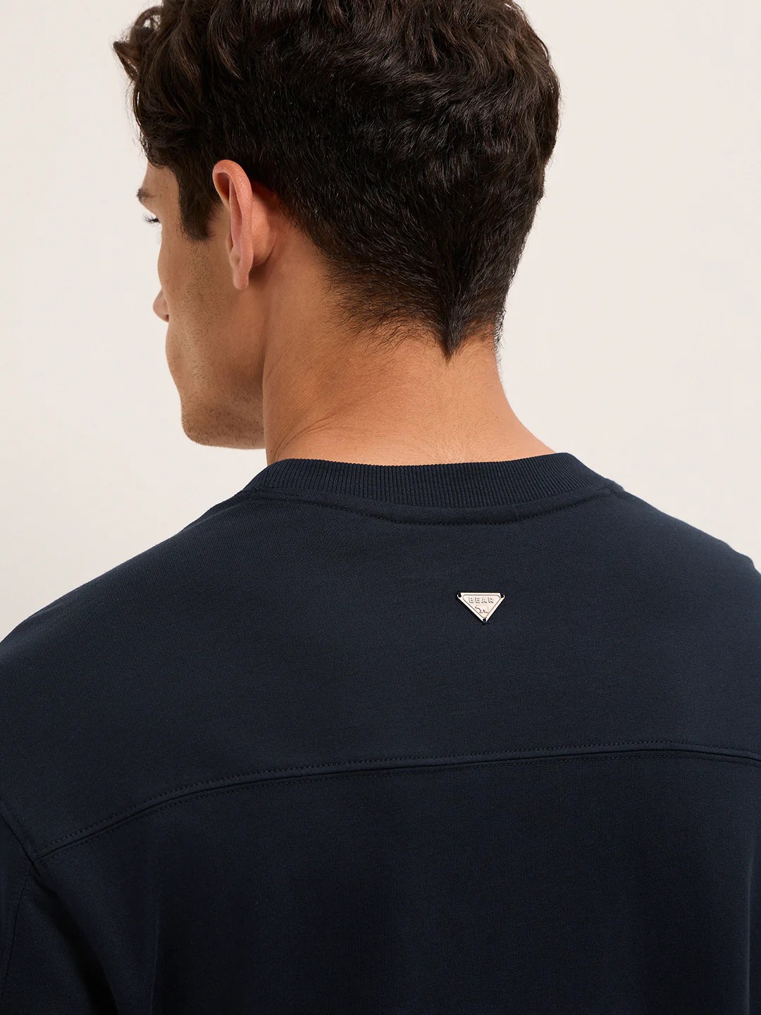 Blue Oversized Crew Neck T-Shirt with Abstract Leaf Graphic Print