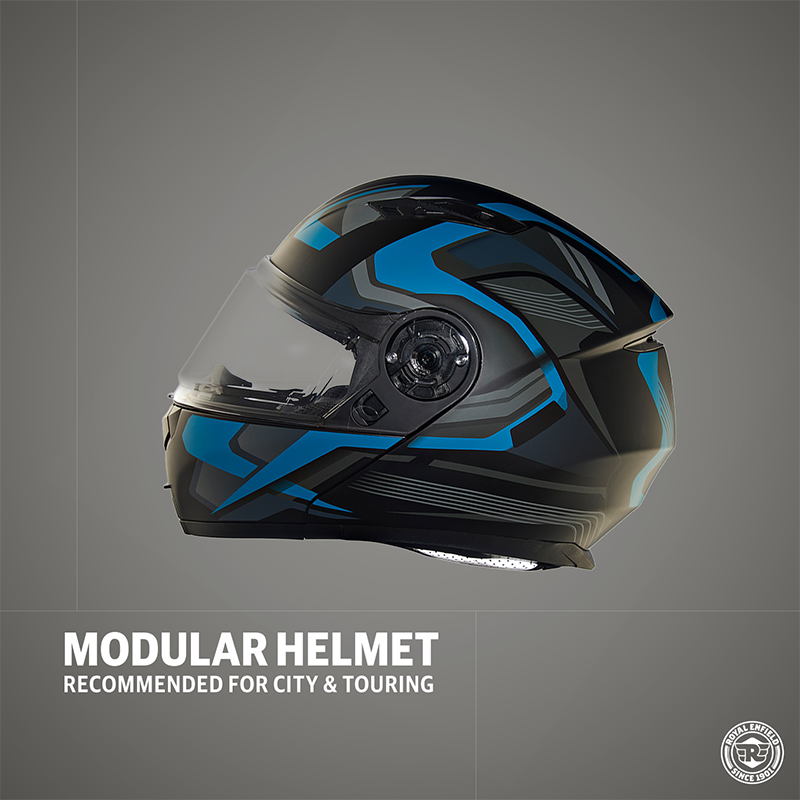 LIGHTWING MODULAR MULTI RAYS HELMET - MATT BLACK & BLUE