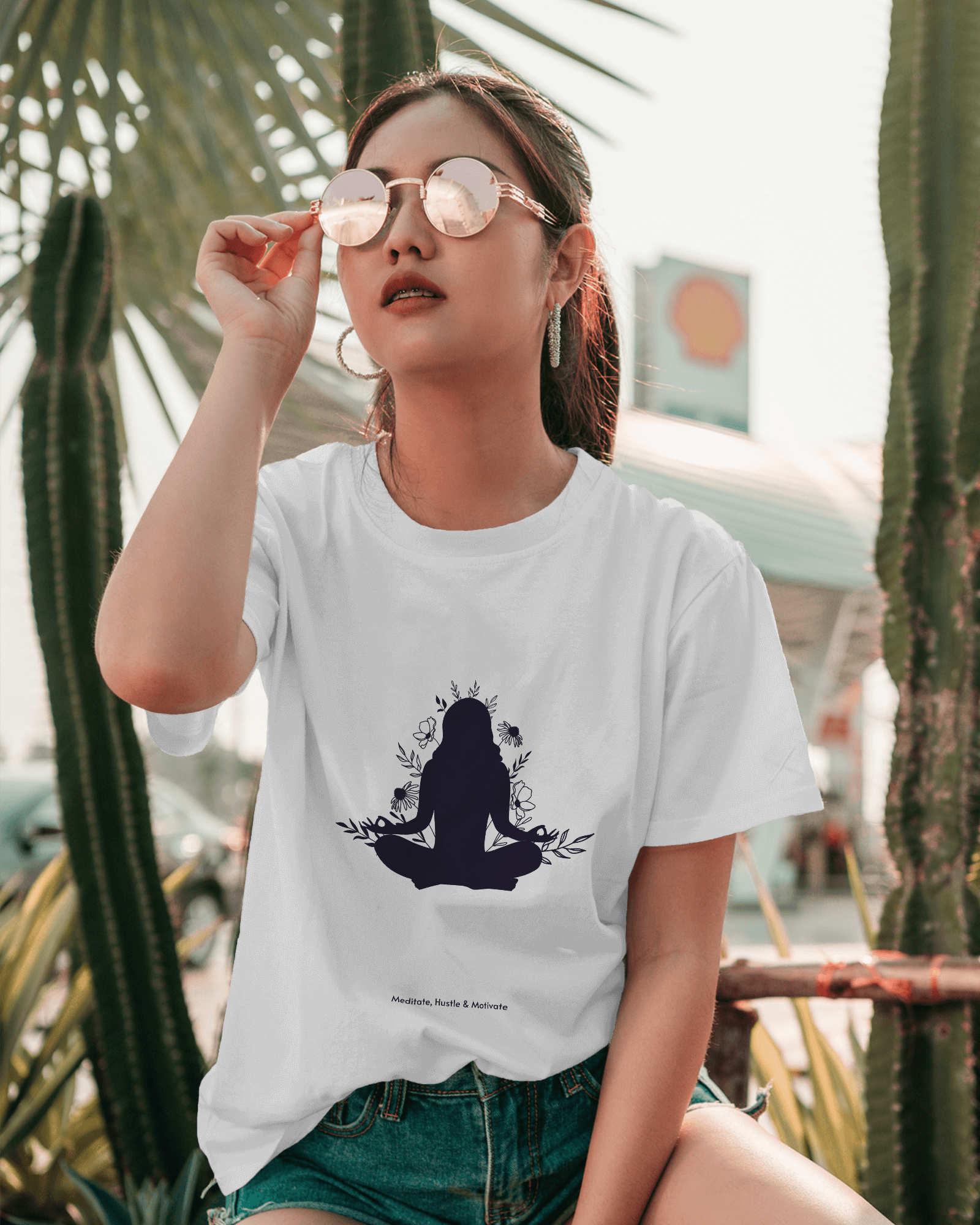 Yoga Meditation Graphic T-Shirt - White