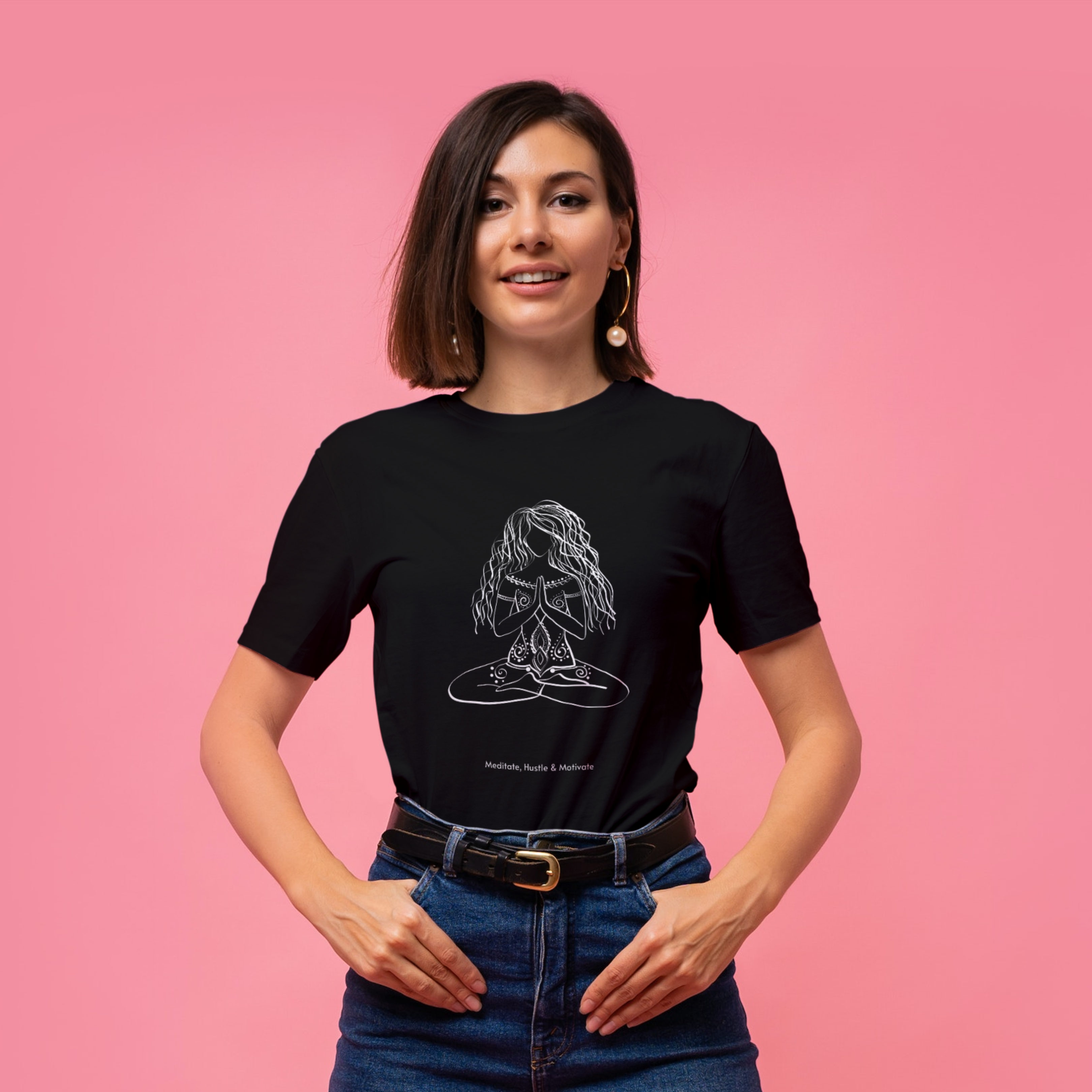 Yoga-themed Black T-Shirt