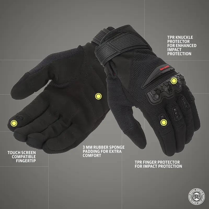 ROYAL ENFIELD URBAN HUSTLER V2 GLOVES - BLACK