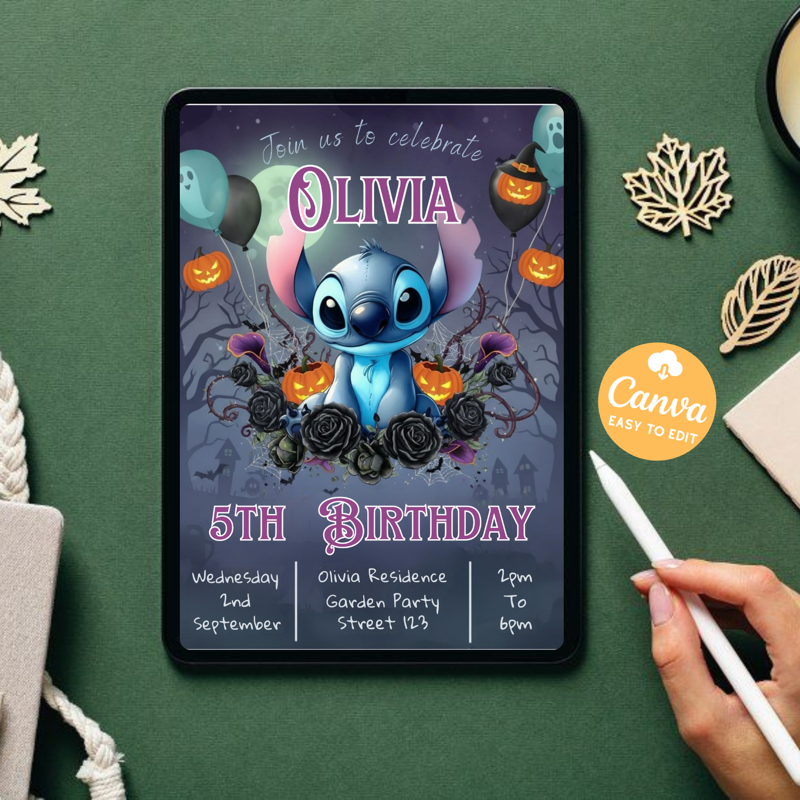 Editable Stitch Birthday Invitation Template | Cartoon Kids Party Invite | Stitch Pool Party Invitation | Digital Bday Evite Printable
