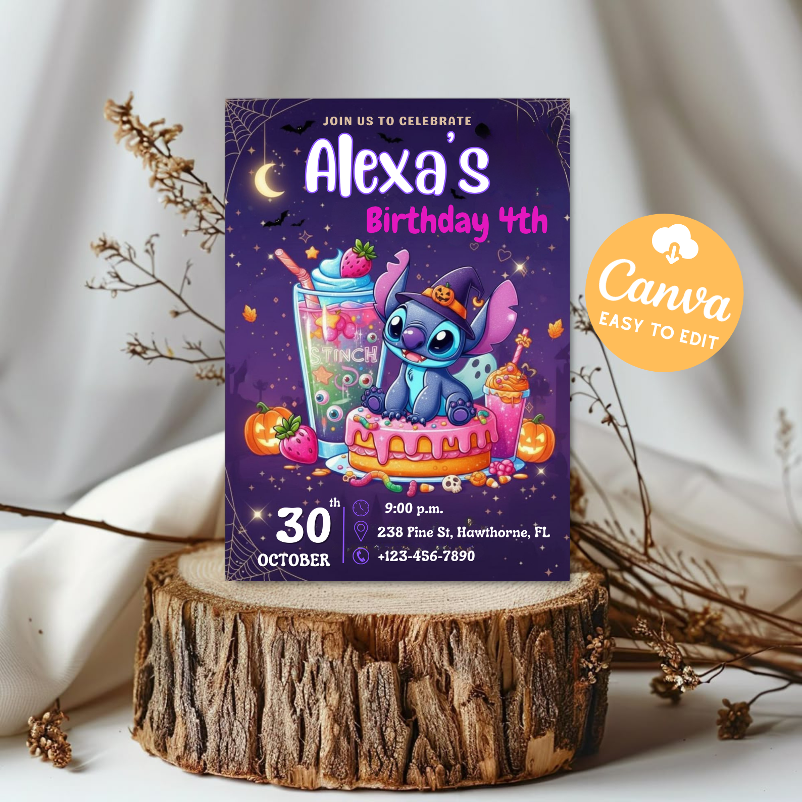 Editable Stitch Birthday Invitation Template | Kids Birthday Party Invite | Digital Download Printable