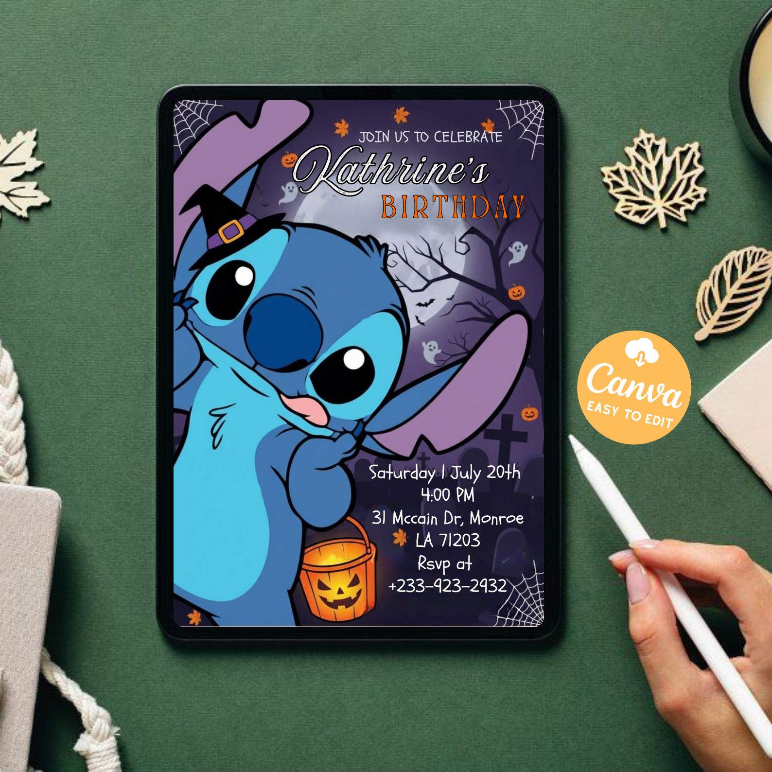 Editable Stitch Birthday Invitation Template | Printable Kids Birthday Invite | Digital Party Card | Instant Digital Download