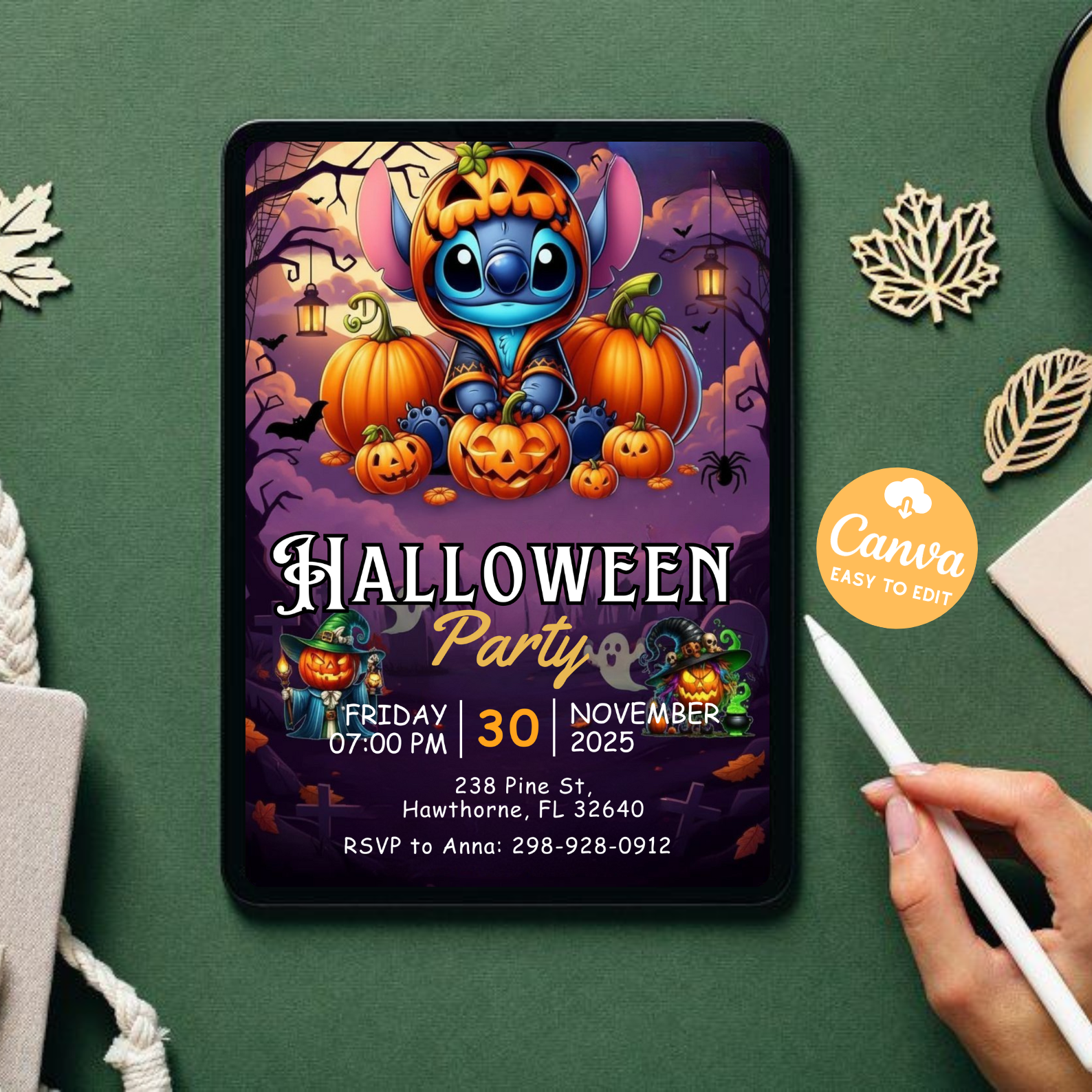 Stitch Halloween Party Invitation | Lilo and Stitch Editable Template | Kids Costume Party Invite | Digital Download Printable