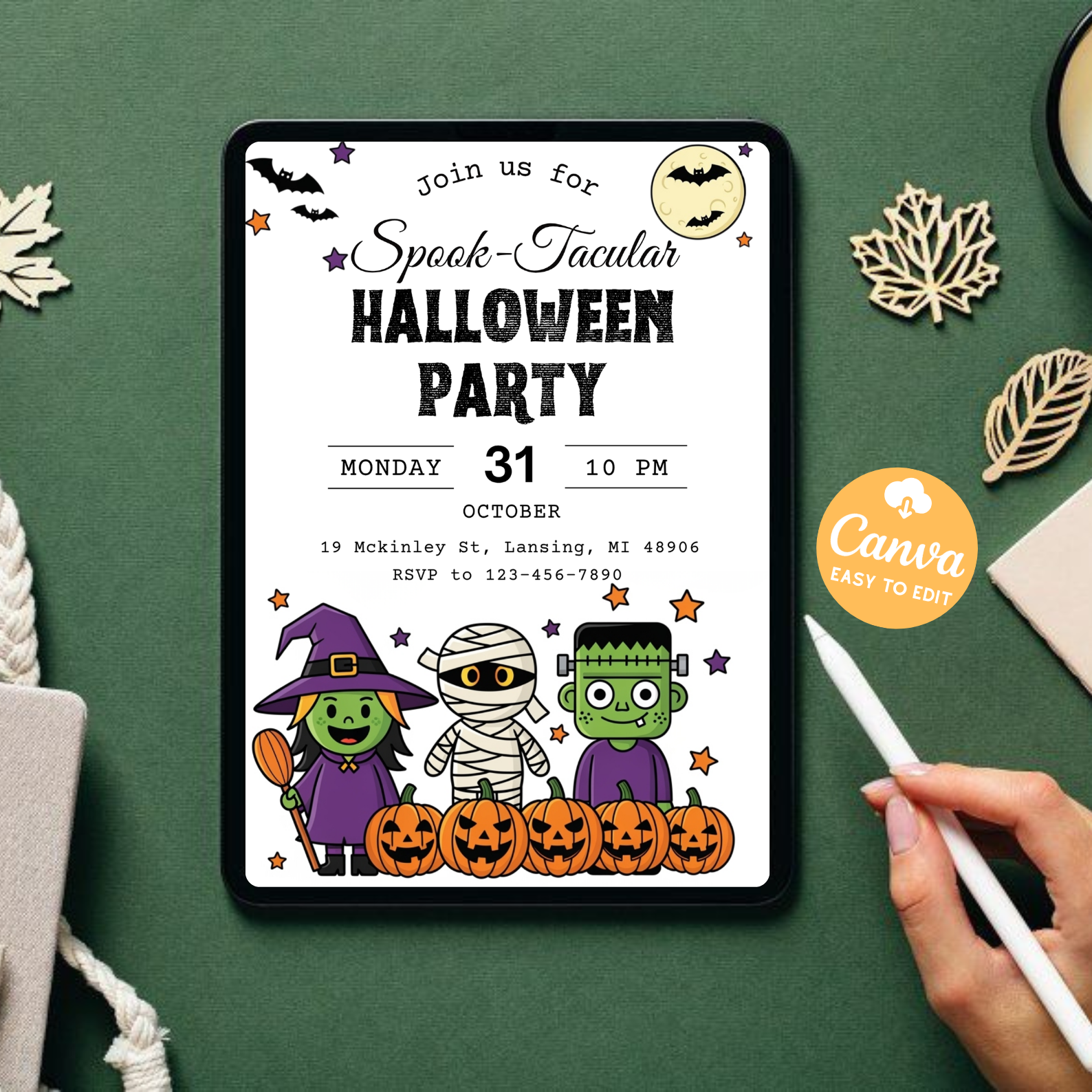 Editable Halloween Party Invitation | Party Invitation Template | Spook-Tacular Kids Costume Invite | Printable Digital Download
