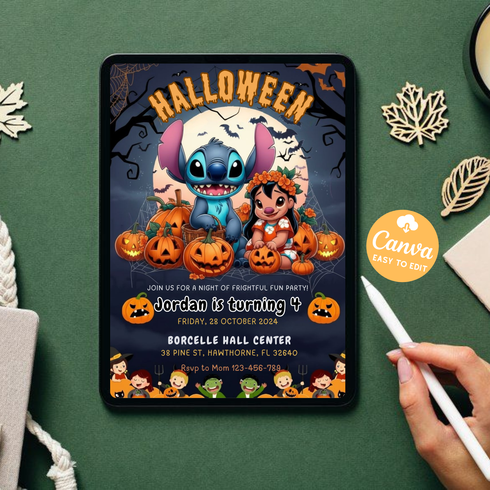 Stitch & Lilo Halloween party Invitation | Lilo and Stitch Inspired Party Invite | Kids Halloween Birthday Card | Digital Download Printable