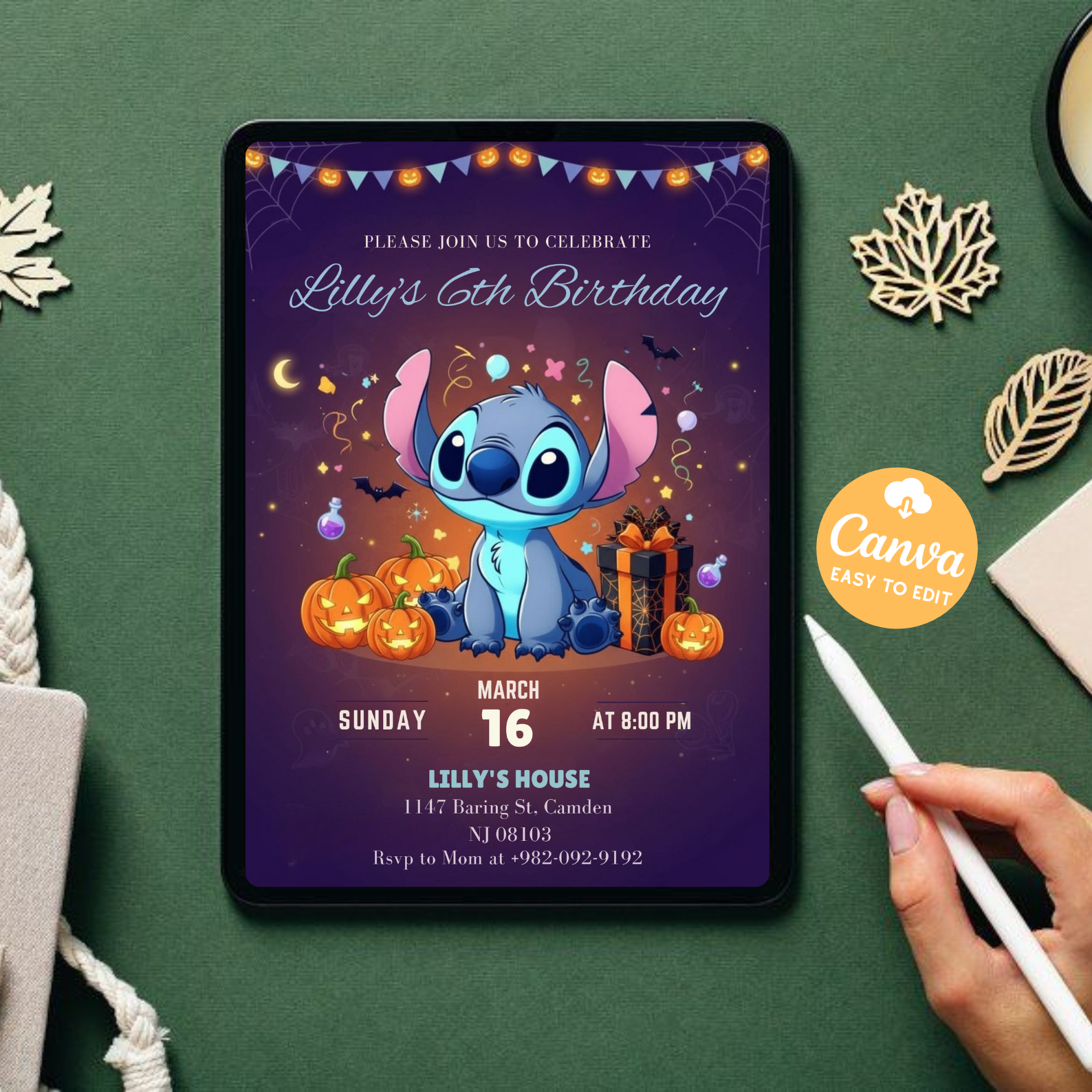 Stitch and Angel Birthday Invitation | Editable Stitch Birthday Party Template | Digital Kids Invite | Printable Cartoon Bday Invitation