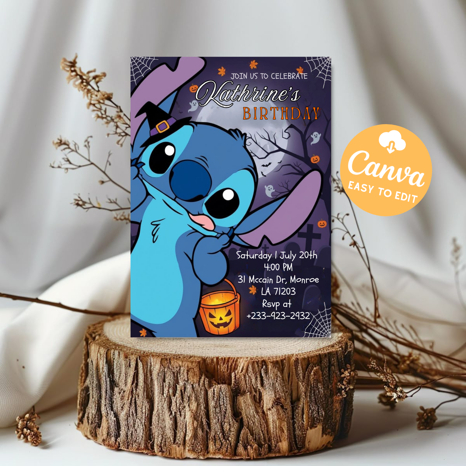 Editable Stitch Birthday Invitation Template | Printable Kids Birthday Invite | Digital Party Card | Instant Digital Download