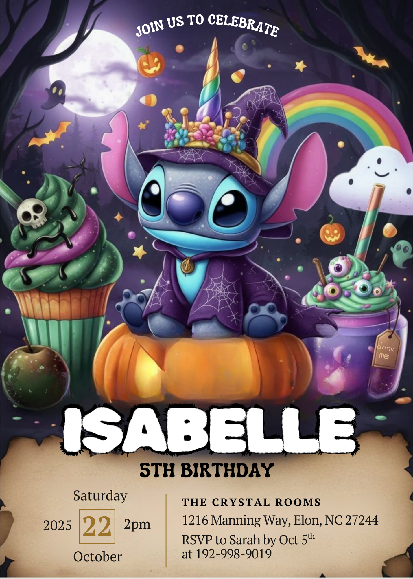 Stitch Halloween Invitation Template | Halloween Invitation Party Evite | Editable Kids Birthday | Digital Download Printable