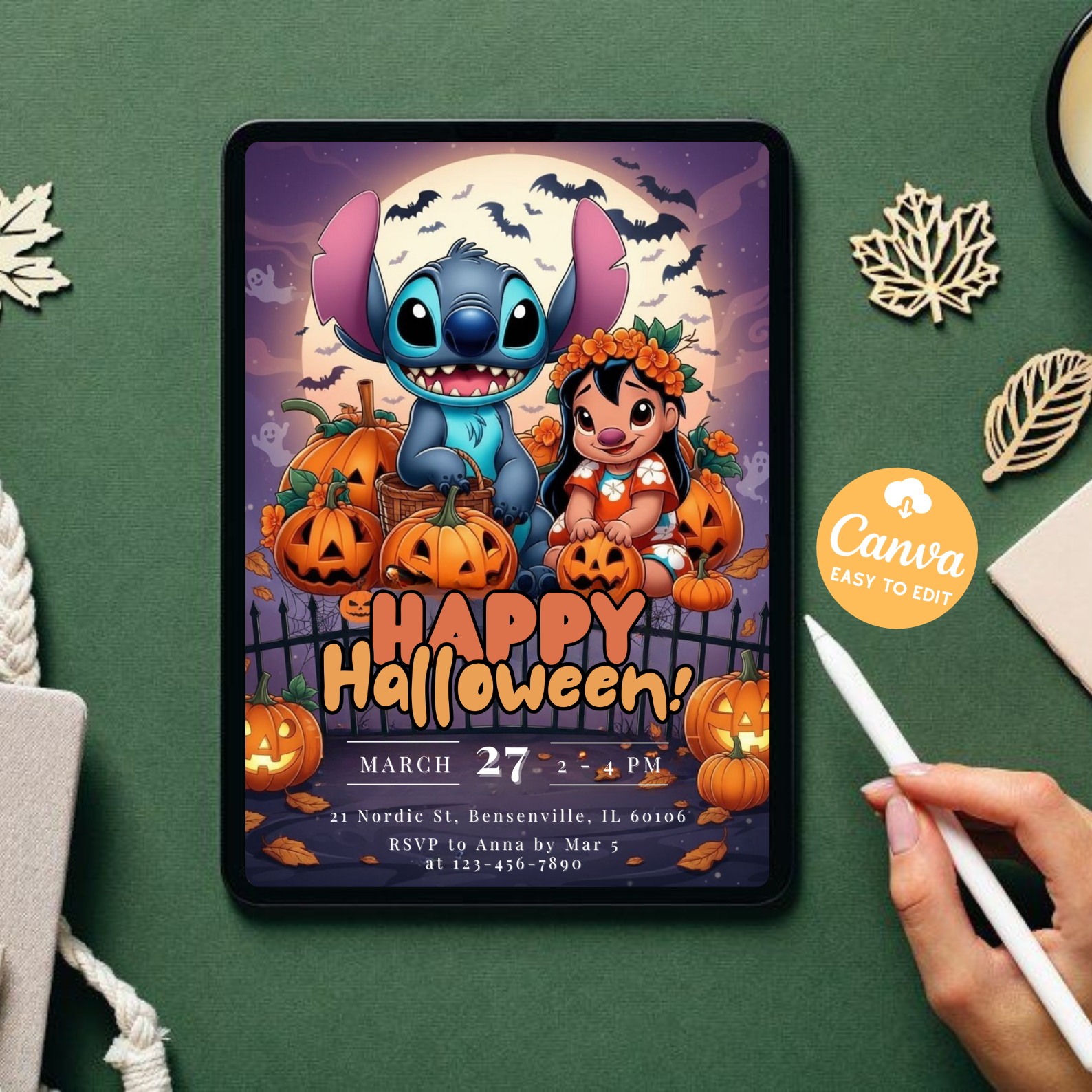 Stitch Halloween Invitations | Lilo and Stitch Spooky Party Invite | Custom Halloween Costume Invitation | Printable Digital Download