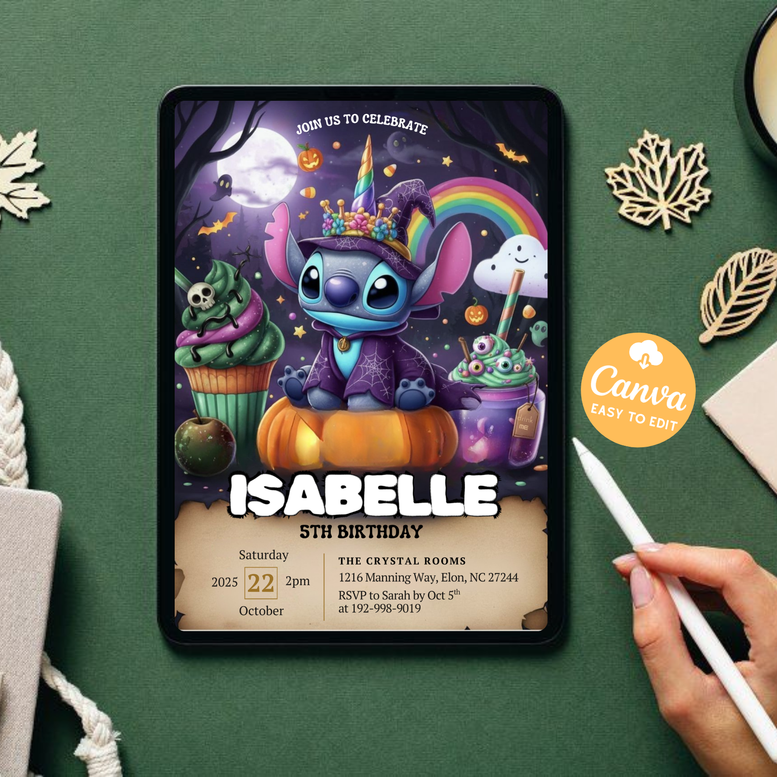 Stitch Halloween Invitation Template | Halloween Invitation Party Evite | Editable Kids Birthday | Digital Download Printable