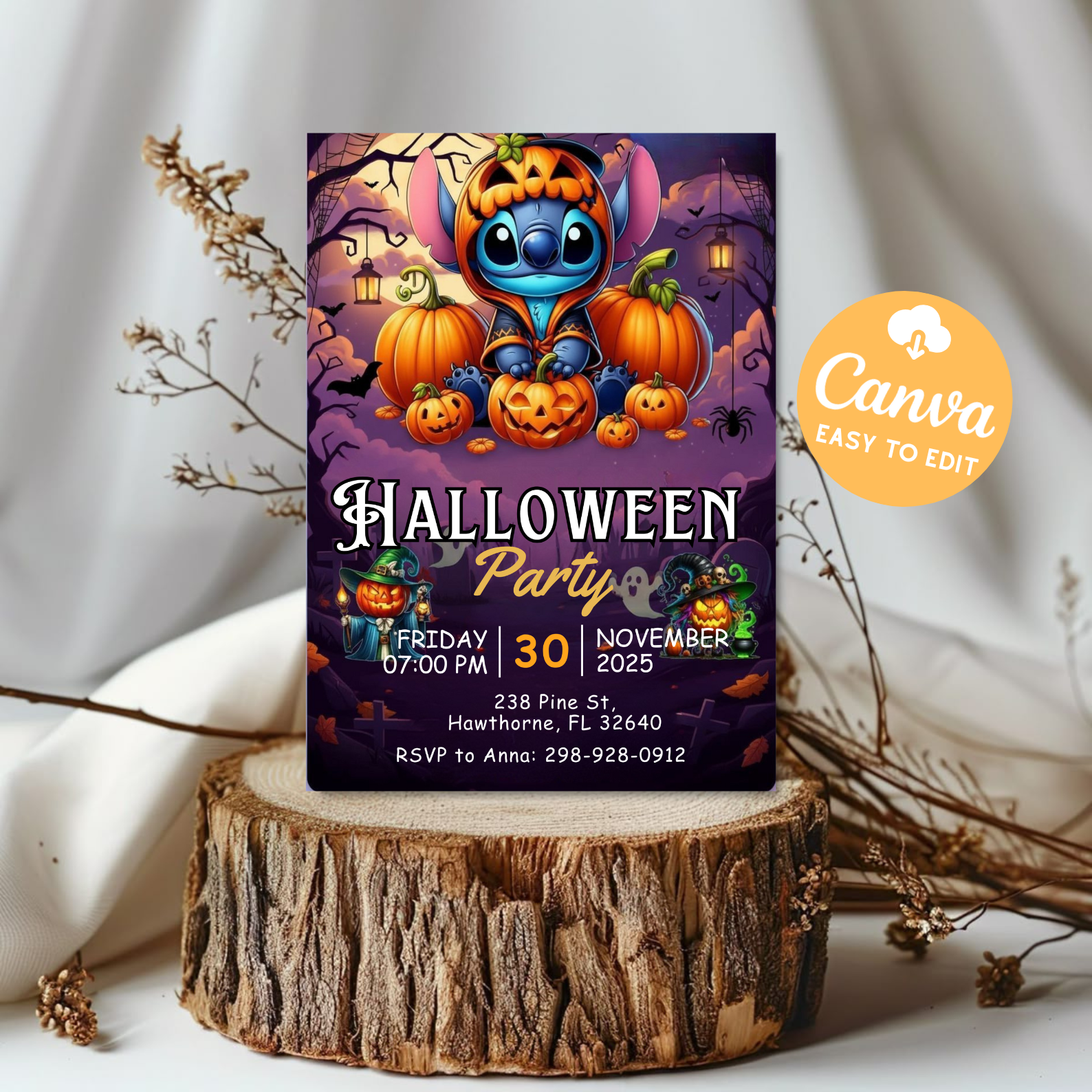 Stitch Halloween Party Invitation | Lilo and Stitch Editable Template | Kids Costume Party Invite | Digital Download Printable
