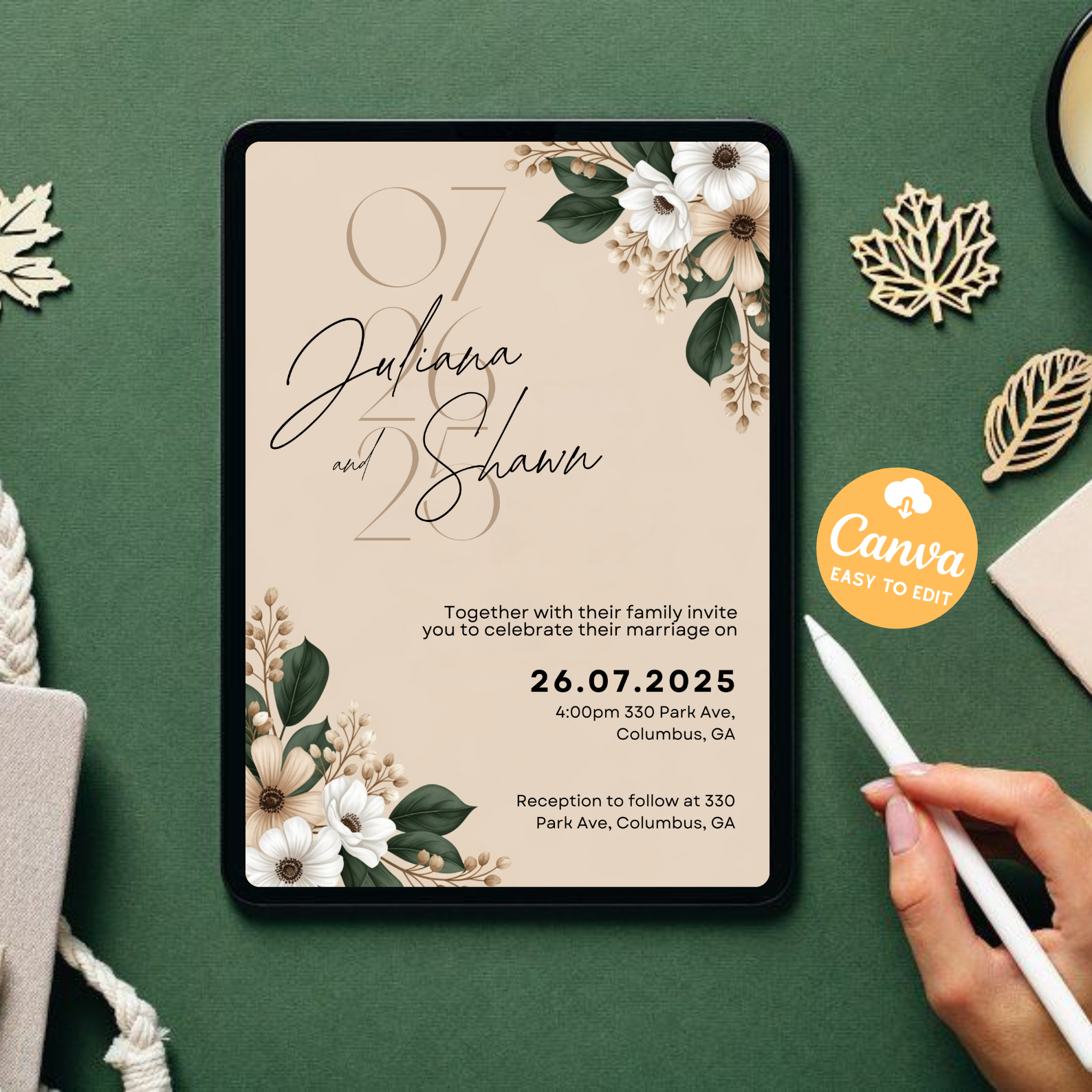 Boho Wedding Invitation in Spanish | Printable Arch Wedding Invitation Template | Canva Instant Download