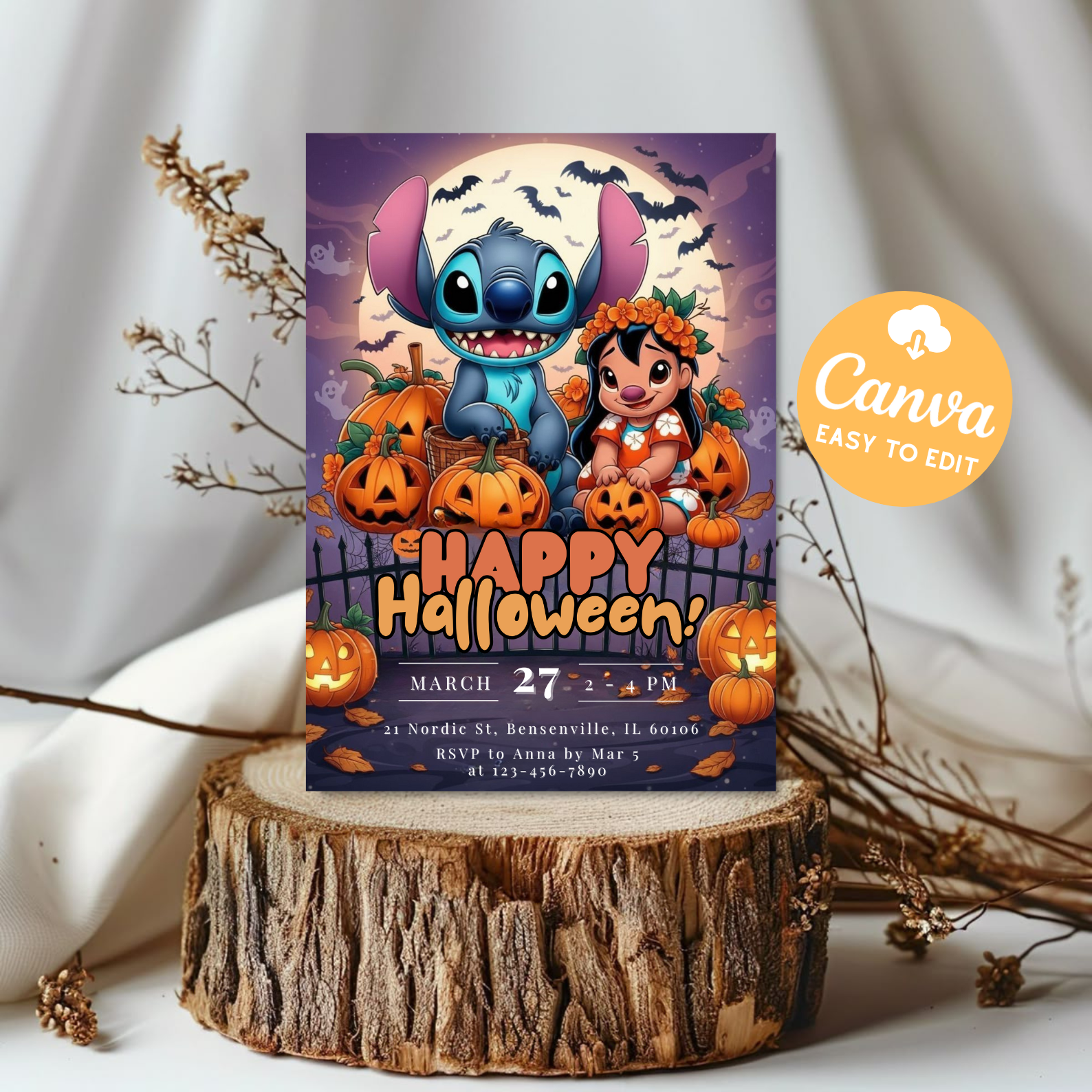 Stitch Halloween Invitations | Lilo and Stitch Spooky Party Invite | Custom Halloween Costume Invitation | Printable Digital Download