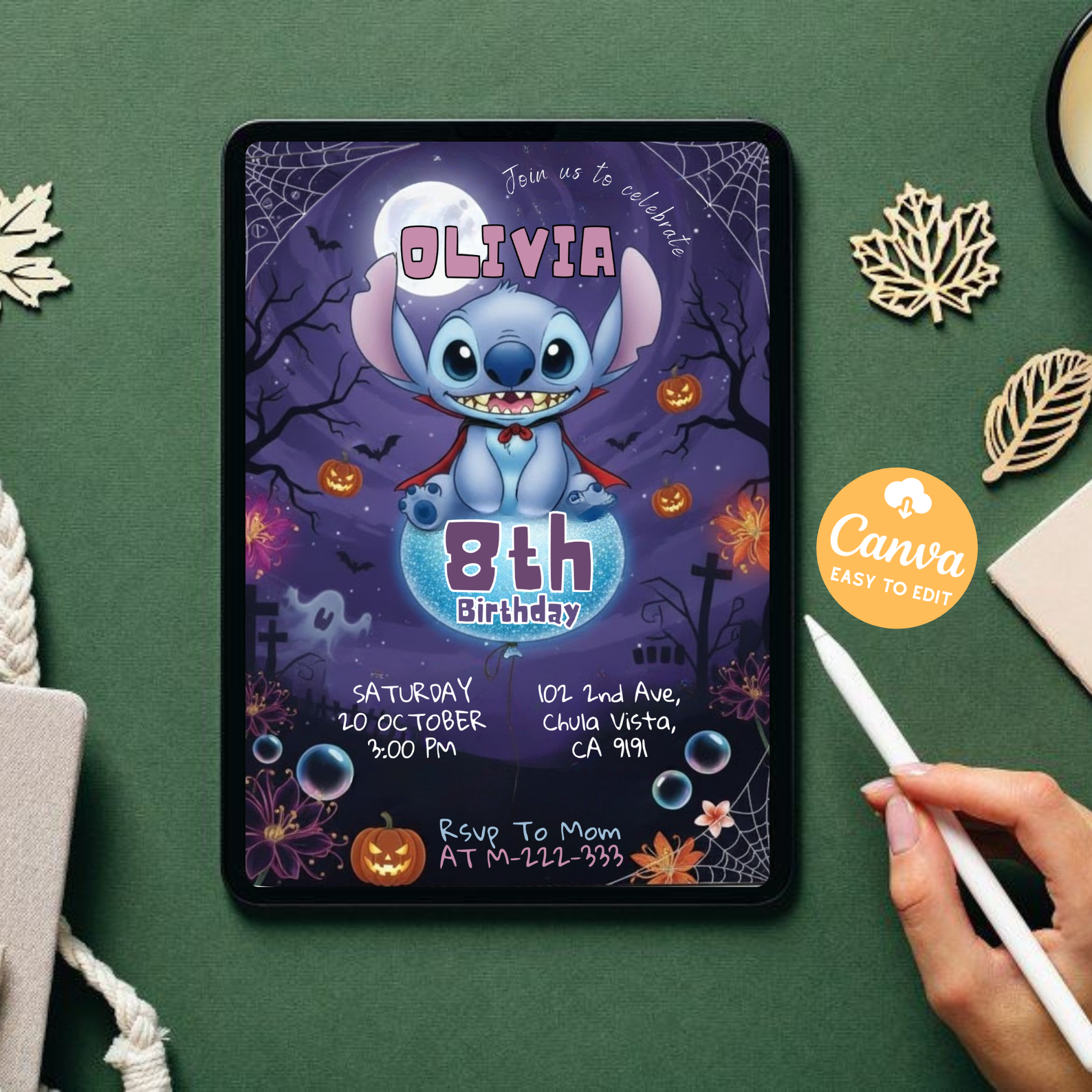 Editable Stitch Birthday Invitation | Custom Printable Stitch Party Template | Digital Kids Birthday Invite | Canva Editable Design