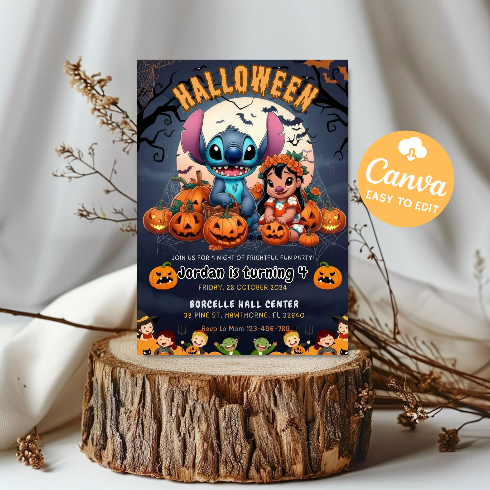 Stitch & Lilo Halloween party Invitation | Lilo and Stitch Inspired Party Invite | Kids Halloween Birthday Card | Digital Download Printable