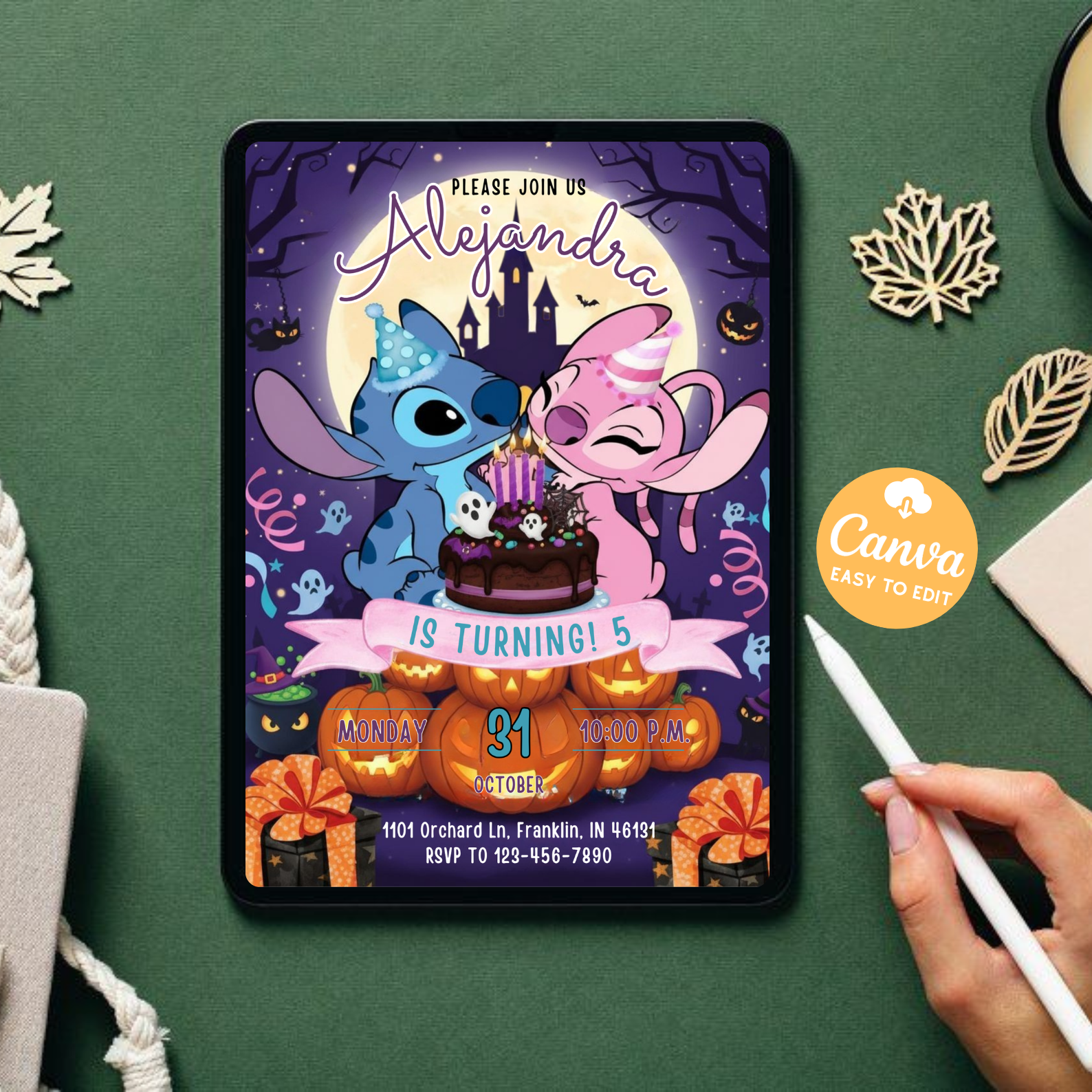 Editable Stitch Birthday Invitation | Printable Kids Party Template | Cute Stitch Invite | Canva Editable Design | Instant Digital Download