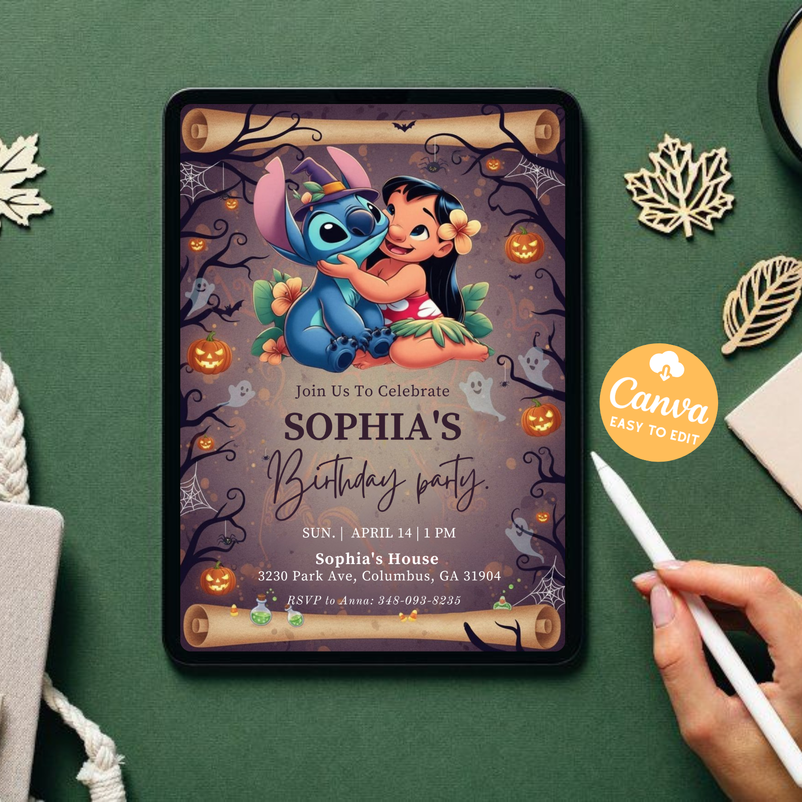 Stitch Birthday Invitation Template | Editable lilo and stitch invitation Party Evite | Editable Cartoon Kids Party Evite | Canva Instant Download