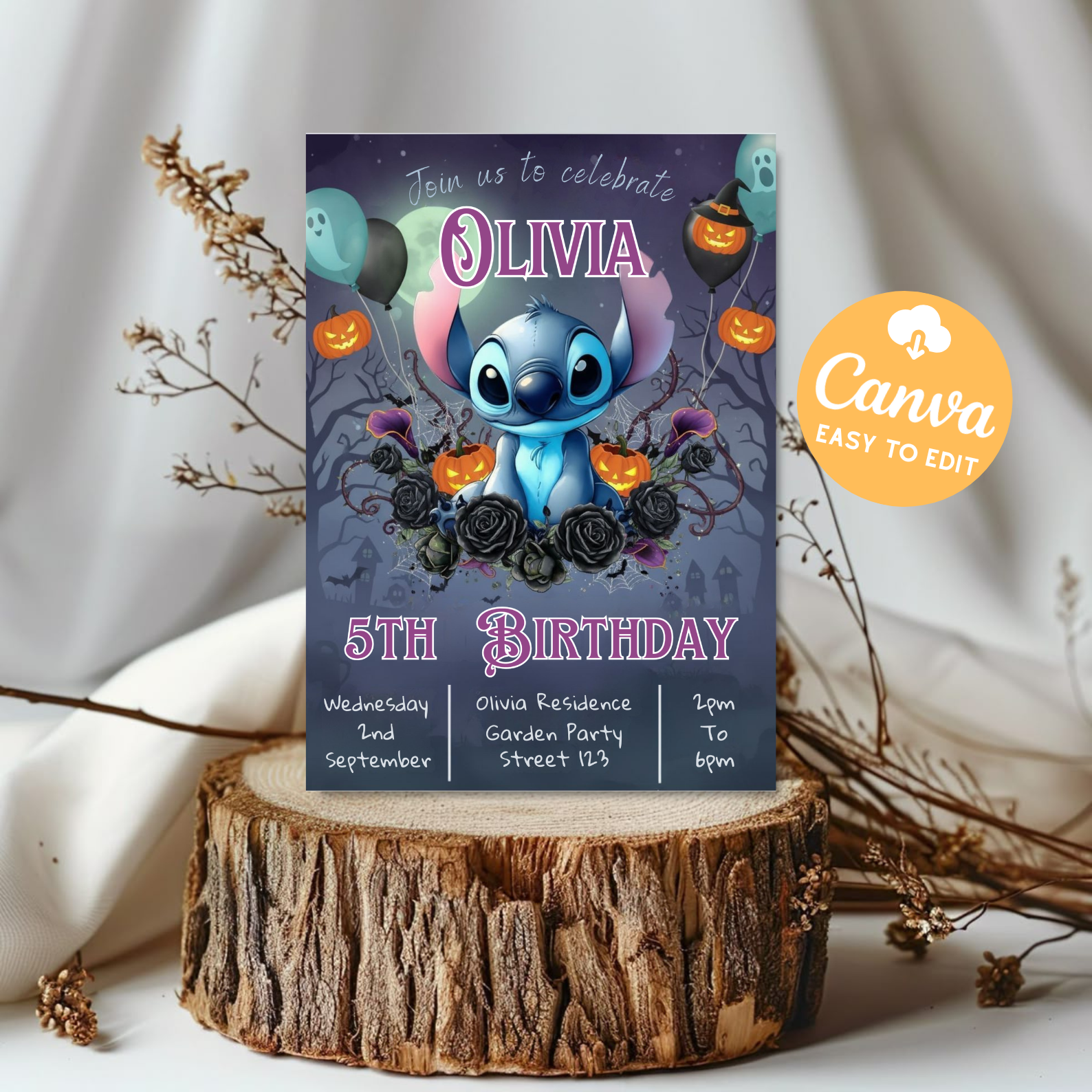 Editable Stitch Birthday Invitation Template | Cartoon Kids Party Invite | Stitch Pool Party Invitation | Digital Bday Evite Printable