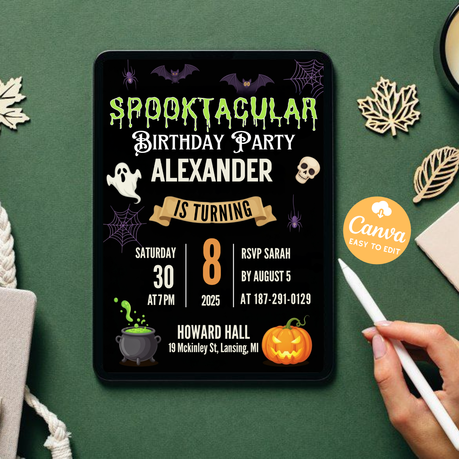 Editable Halloween Invitation | Halloween Party Invite | Spooky Birthday Invitation | Printable Halloween Card | Digital Download Template