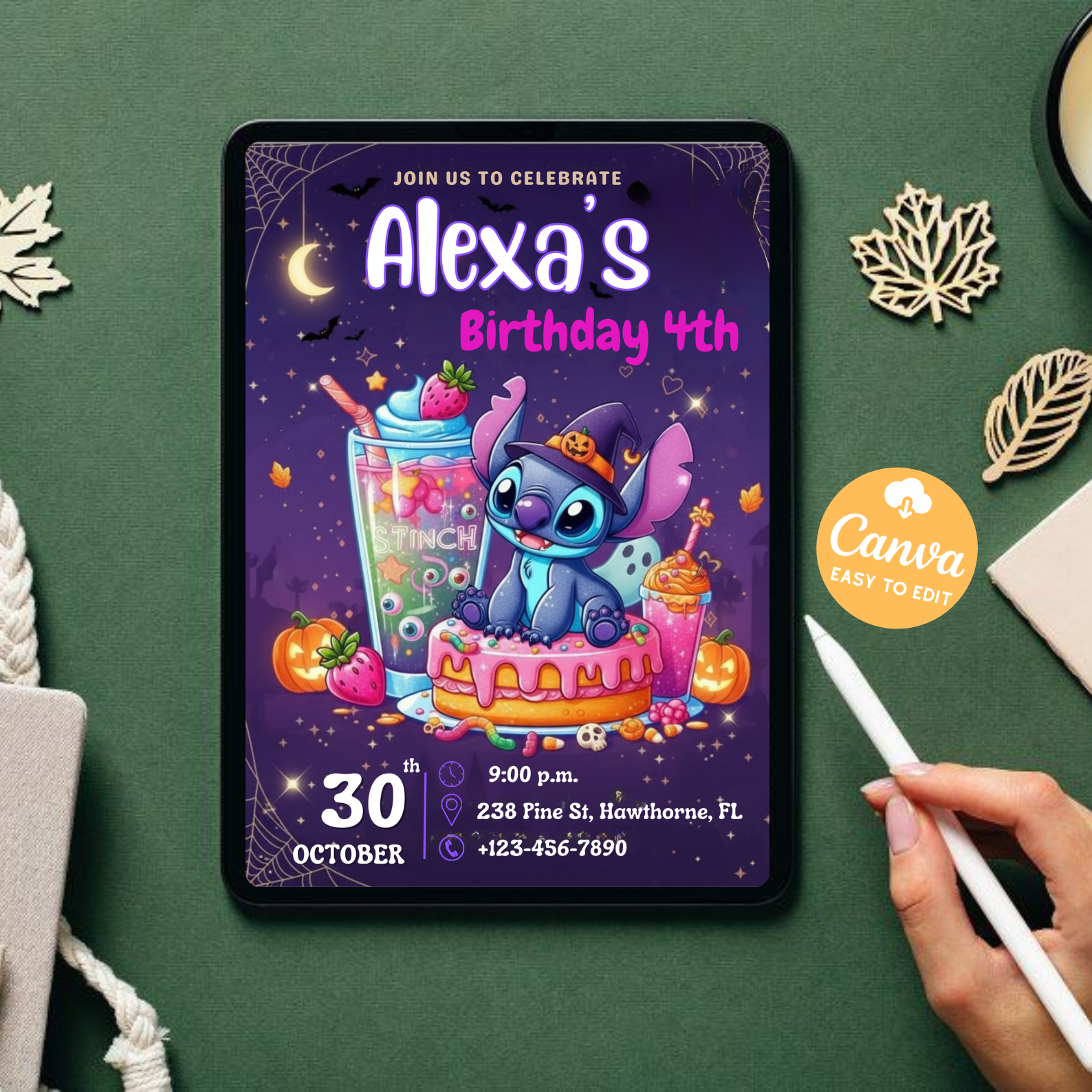 Editable Stitch Birthday Invitation Template | Kids Birthday Party Invite | Digital Download Printable