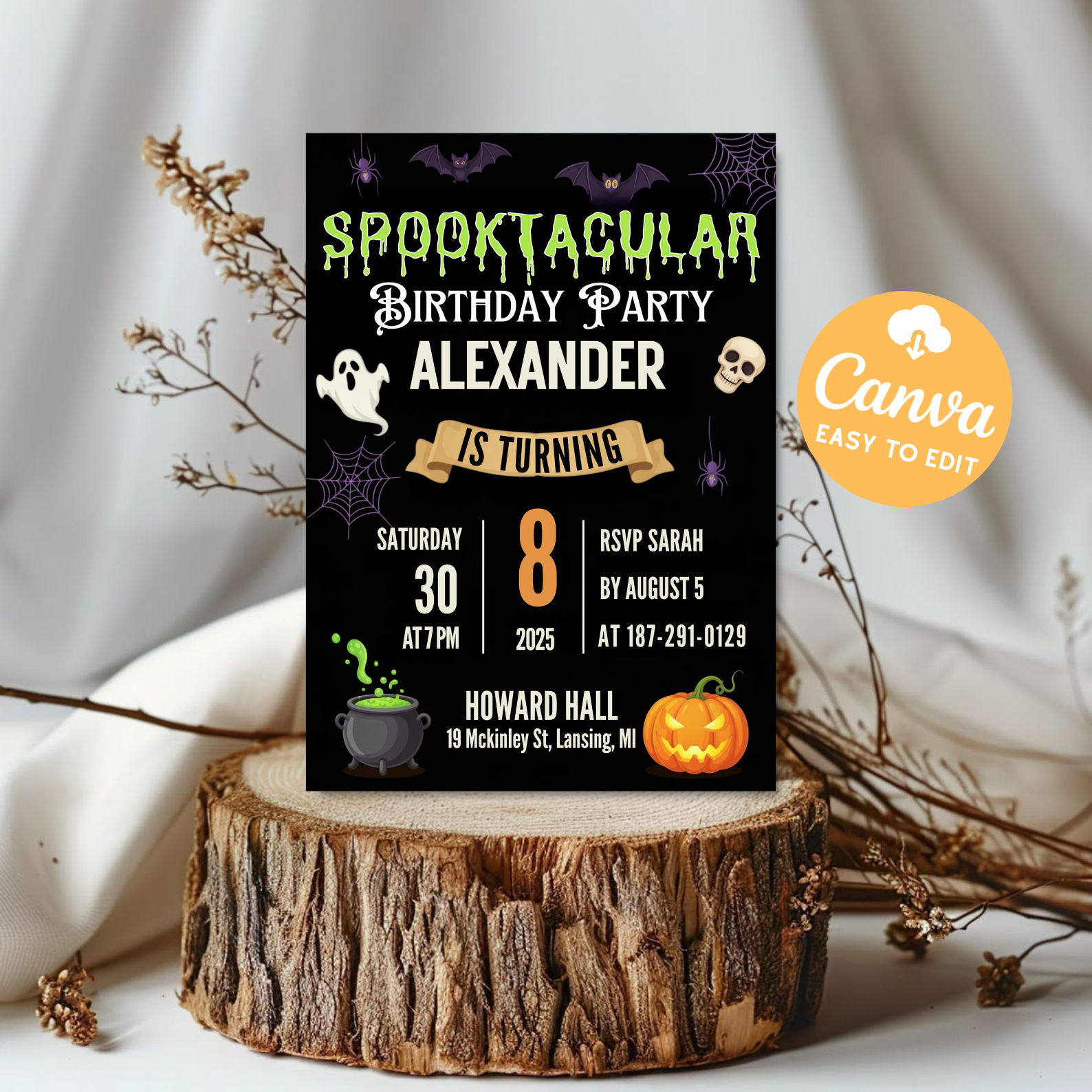 Editable Halloween Invitation | Halloween Party Invite | Spooky Birthday Invitation | Printable Halloween Card | Digital Download Template