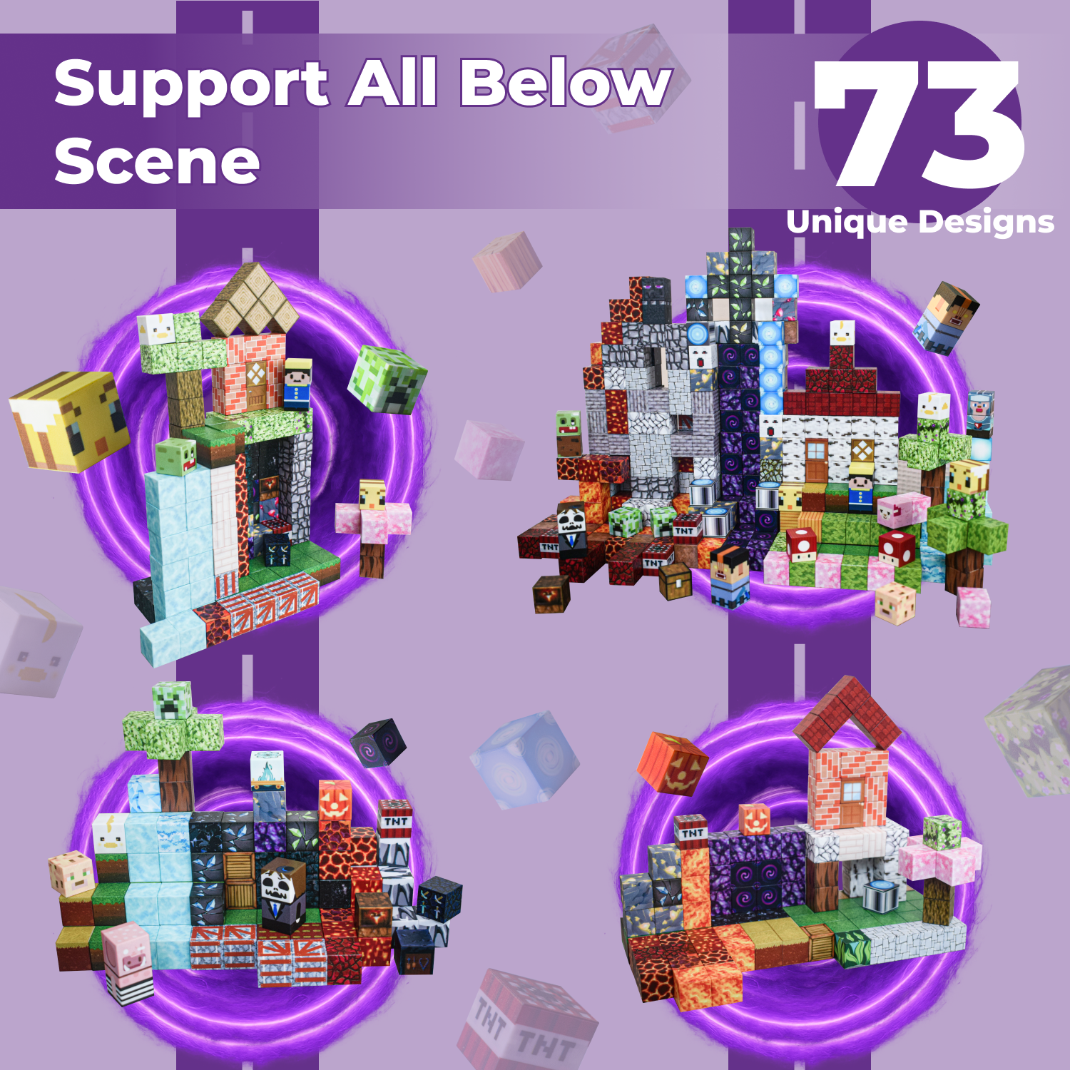 MORPHIMO 450 PCS Magnetic Building Blocks Set - Big STEM & Sensory Toy for Kids - Stacking Magnets - Instruction Book & Fabric Storage Bag - 0.8" Cubes