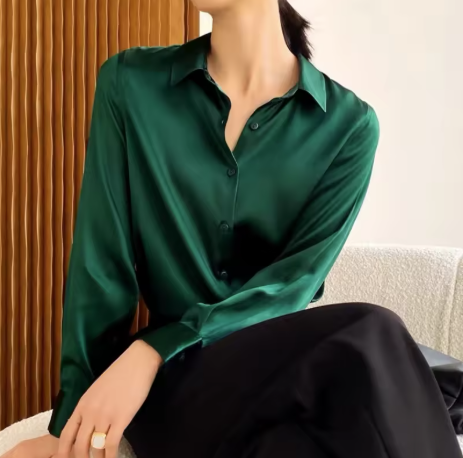 Emerald Green Satin Blouse