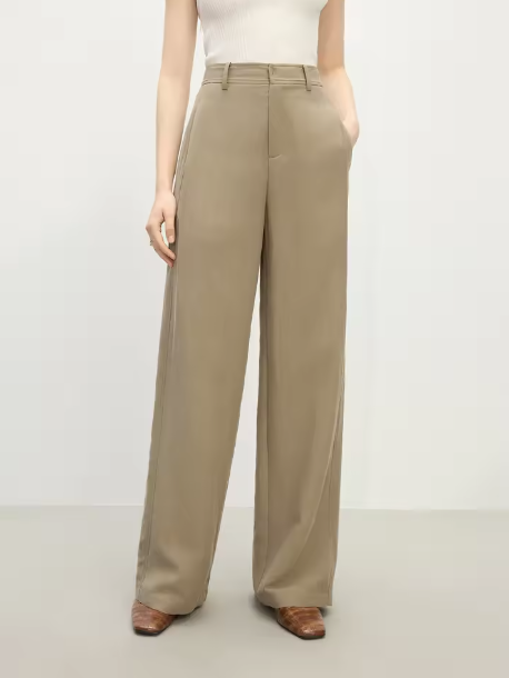 Wide-Leg Beige Trousers