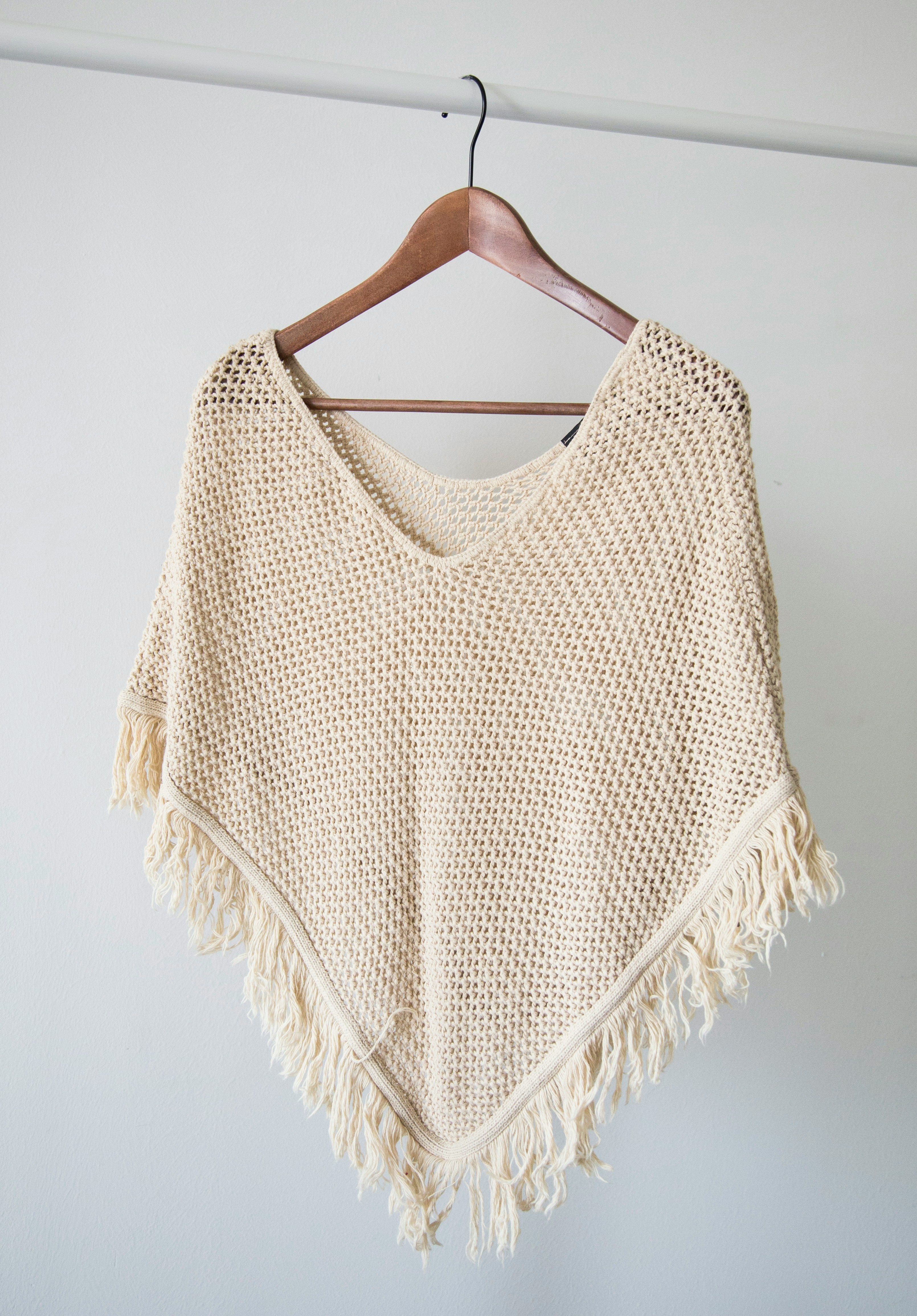 Handmade Cream Knit Poncho