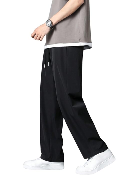Men's Black Loose-Fit Casual Pants