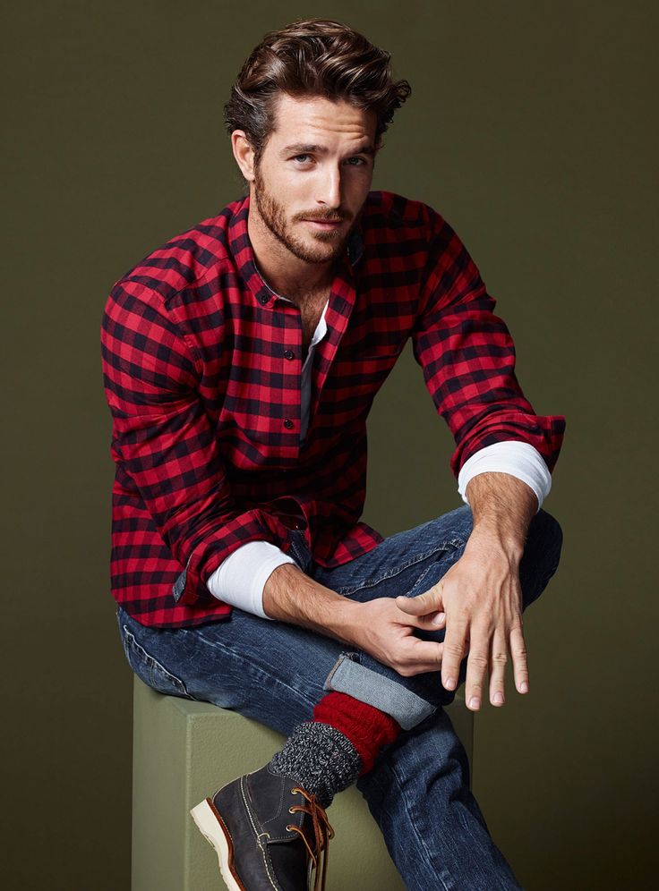 Red plaid men's shirt