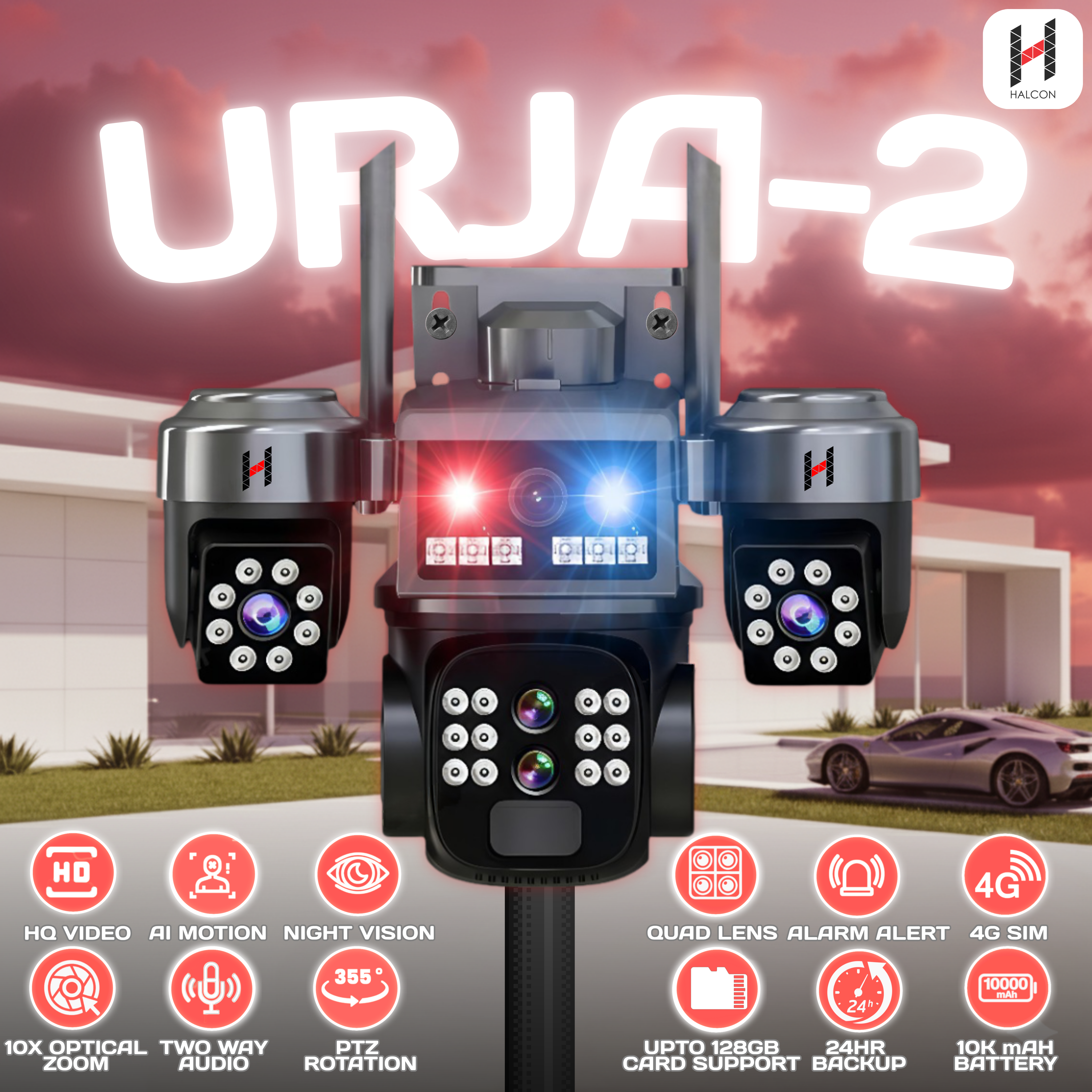 URJA-2 Solar Powered 5+5+5 MP 10X Optical Zoom